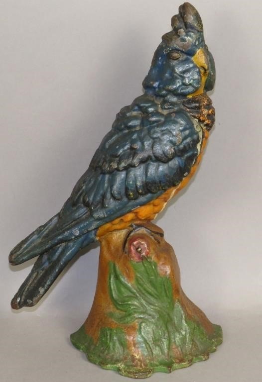 CAST IRON POLYCHROME PAINTED COCKATOO