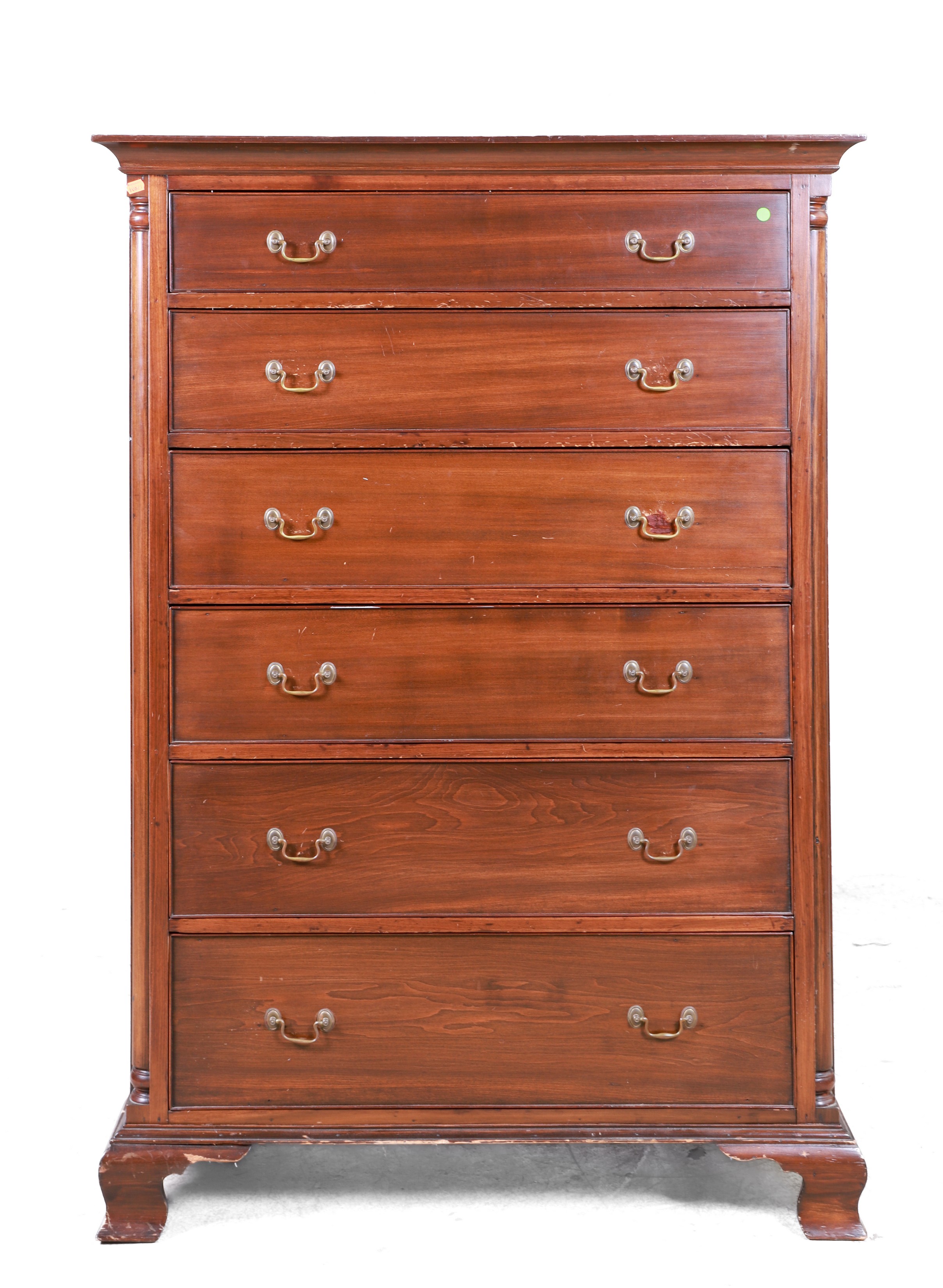 Walnut high chest, 7 graduated lipped