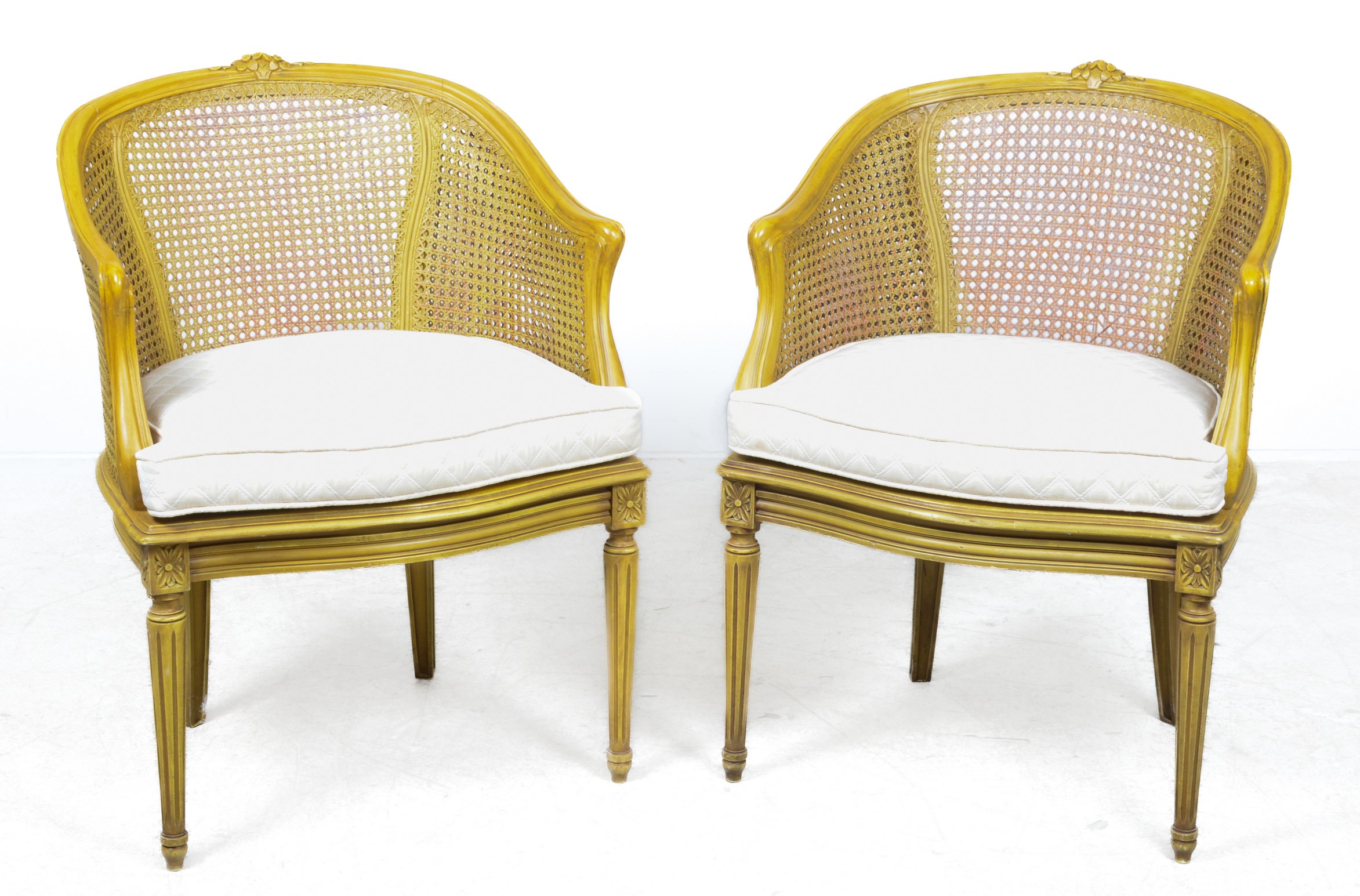 Pair Louis XVI Style Caned Back