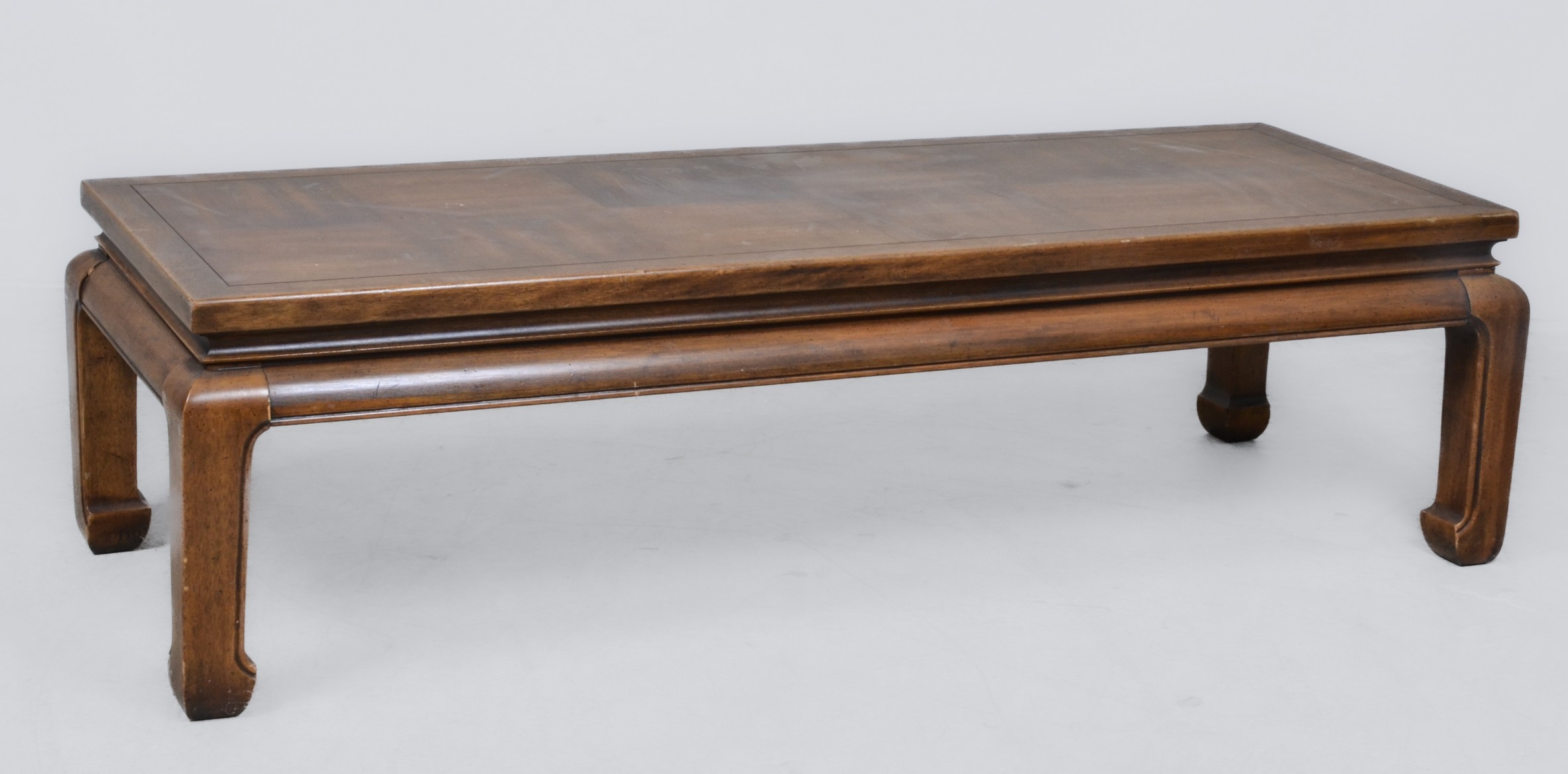 Asian style walnut finished coffee table,