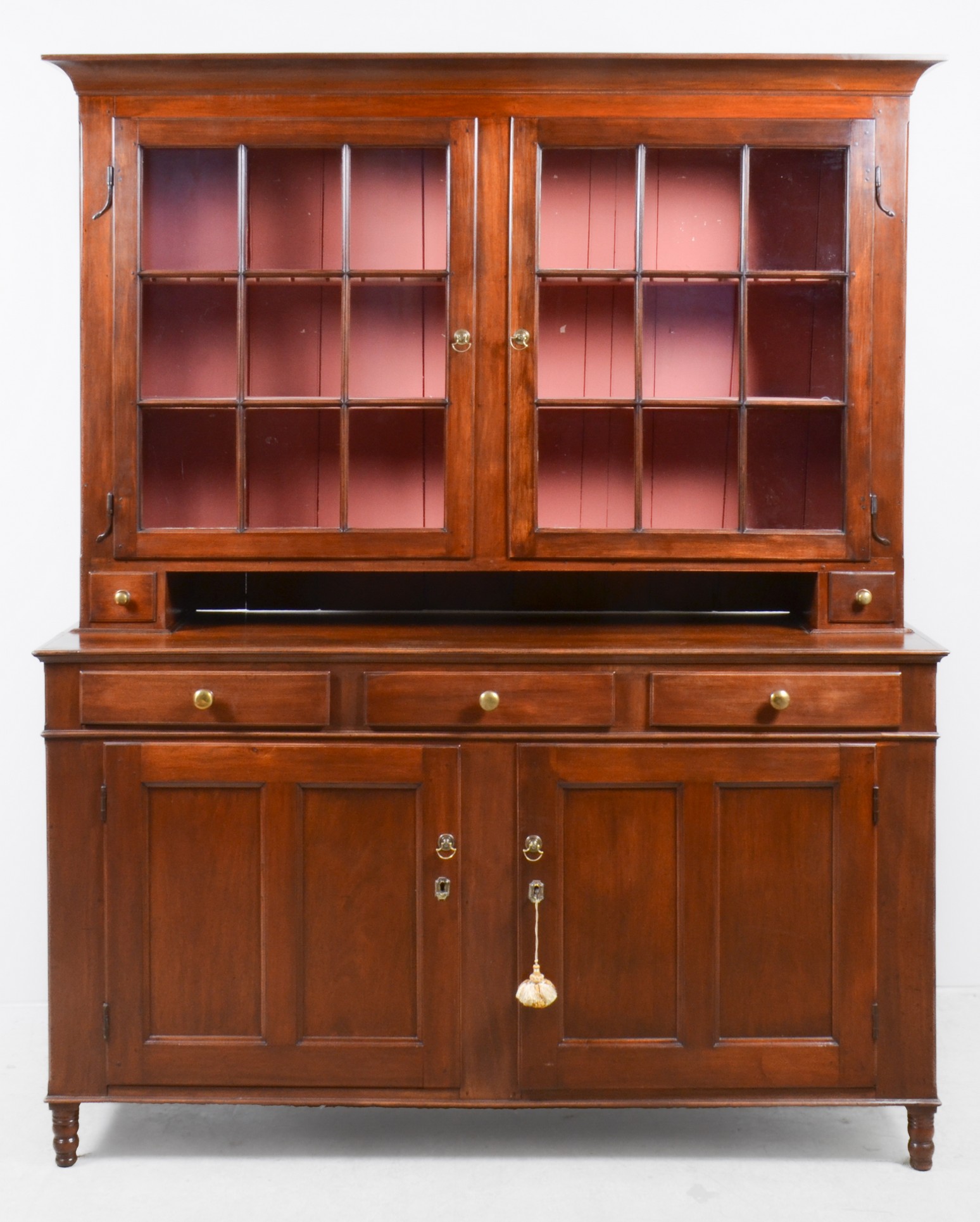 Mahogany 2-pc china cabinet, top with