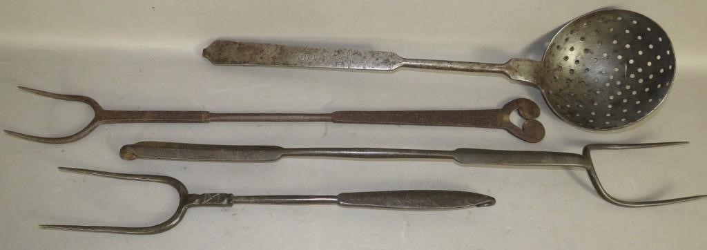 4 WROUGHT IRON UTENSILSca. 1800-1900;