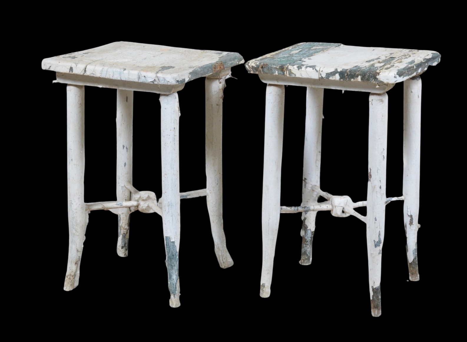 Pair painted stools plant stands  3b5e8c