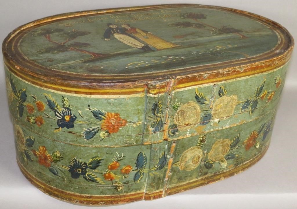 FINE PAINT DECORATED OVAL LIDDED