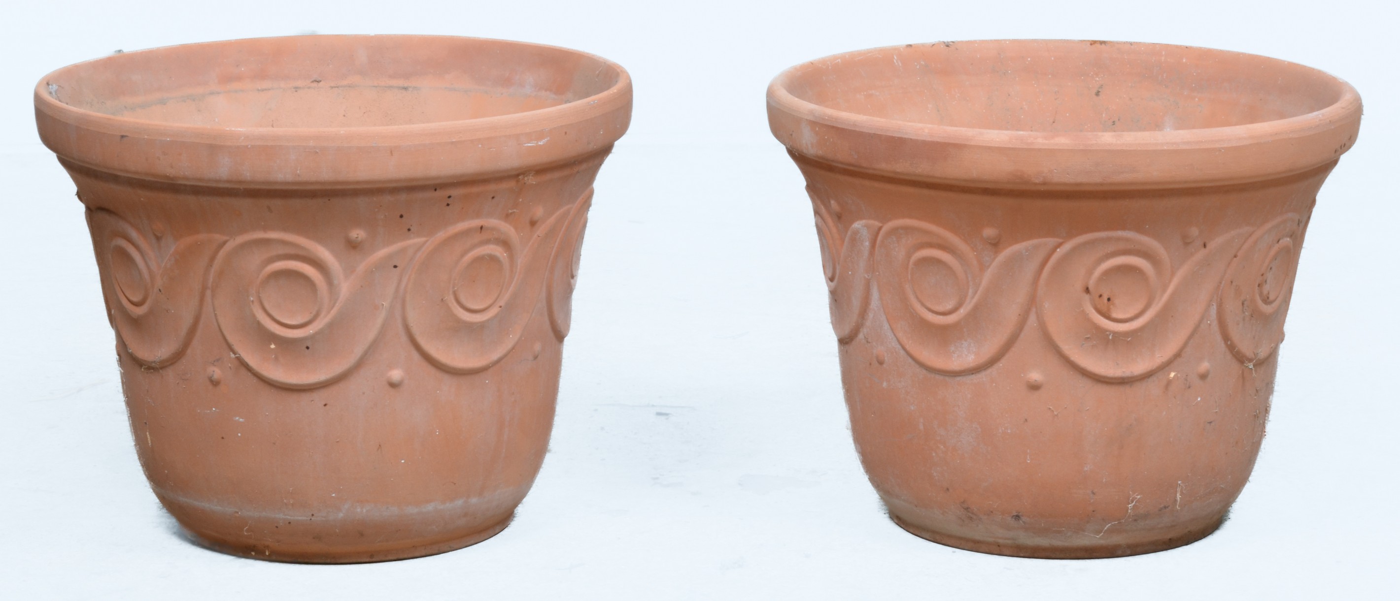 Pair Terracotta planters, 13"h