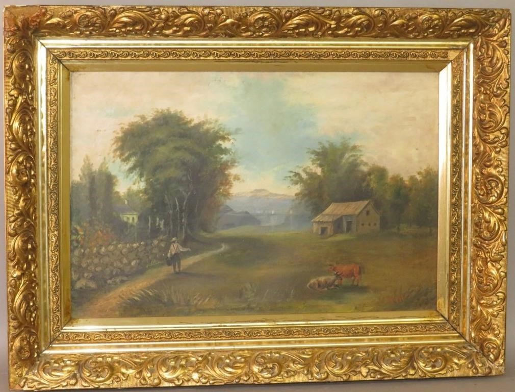 OIL ON BOARD PASTURE SCENEca. 1900;