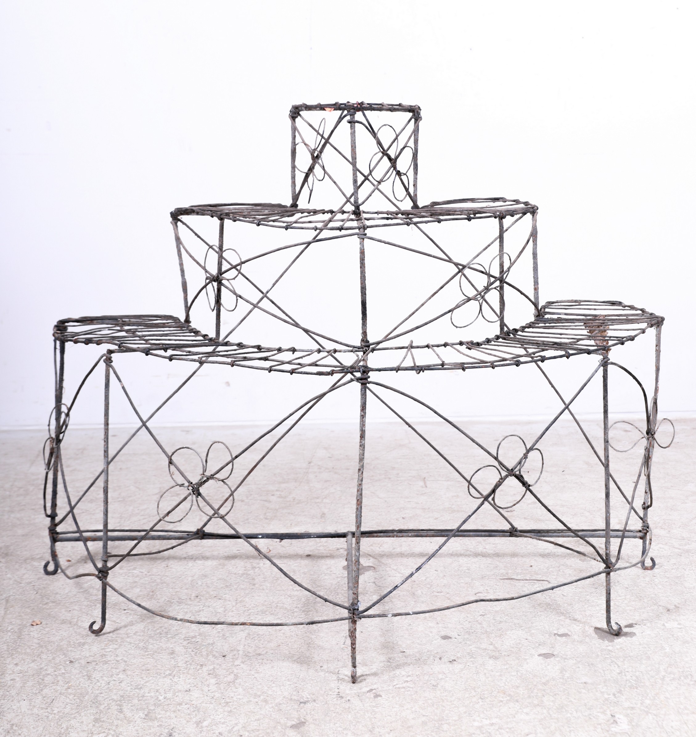 Victorian wired tiered plant stand,
