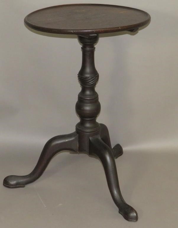 CANDLE STANDca. 1790; dish top over