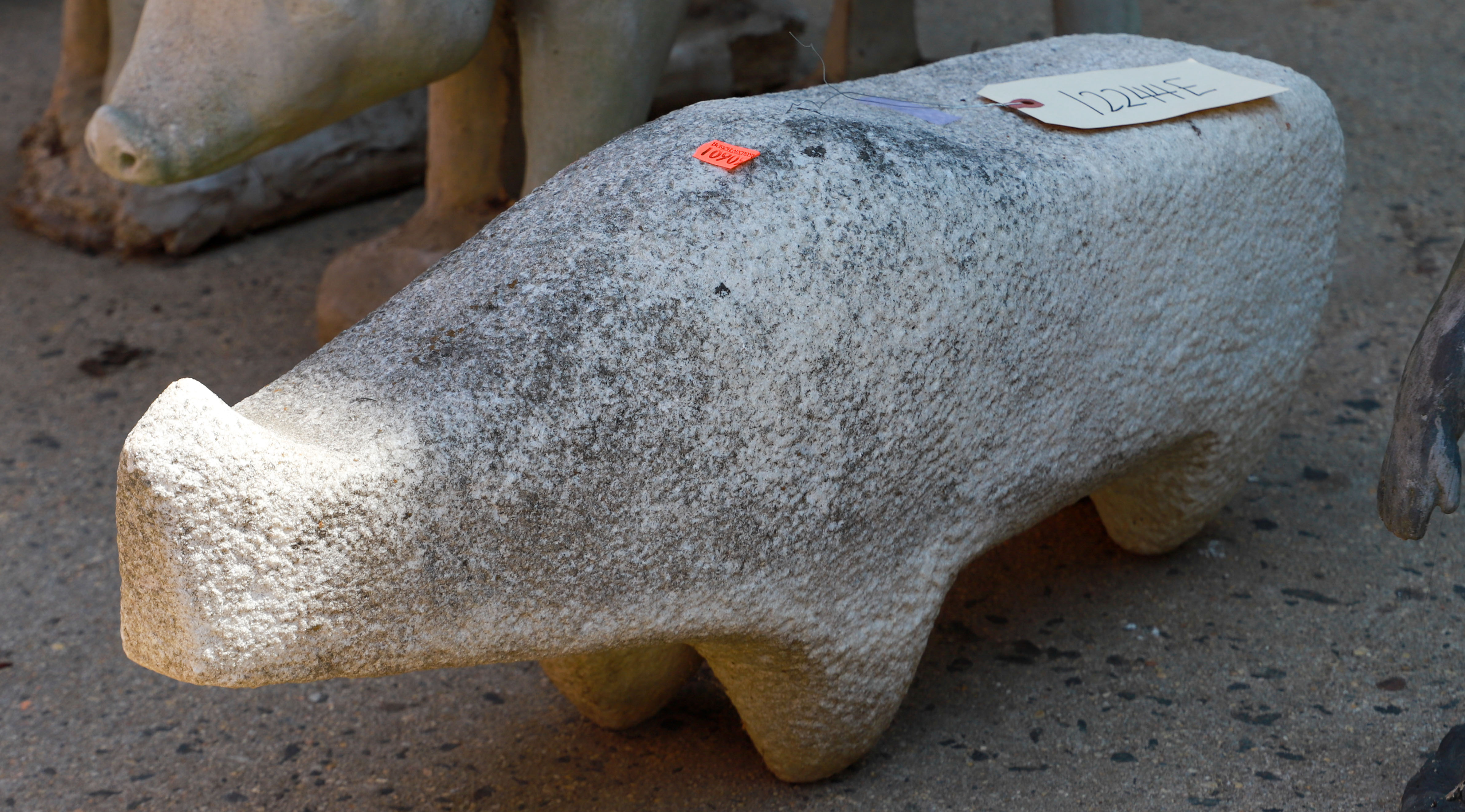 Cement garden statue of Rhino,
