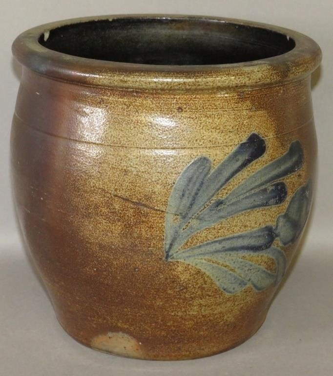 COBALT DECORATED STONEWARE CROCKca.