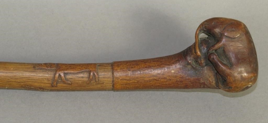 FOLK ART CARVED WALKING STICK FOR