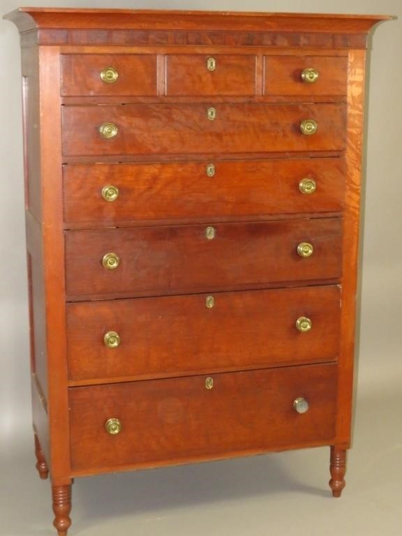 TALL CHEST OF DRAWERSca. 1820; in cherry