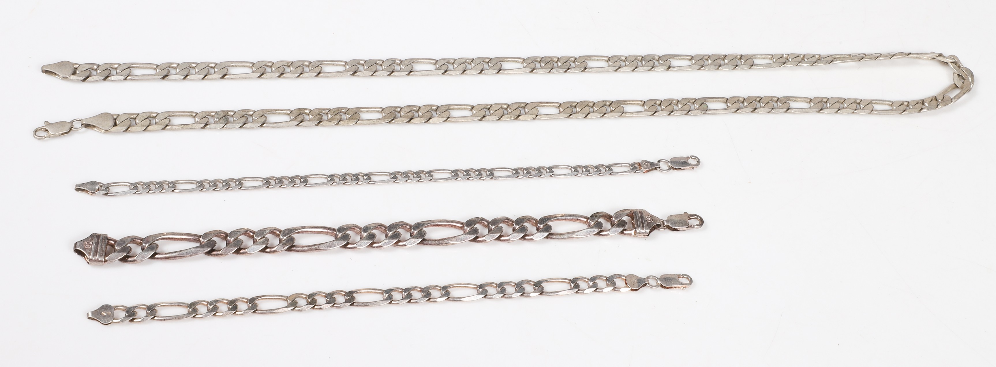 (4) Sterling figaro bracelets and