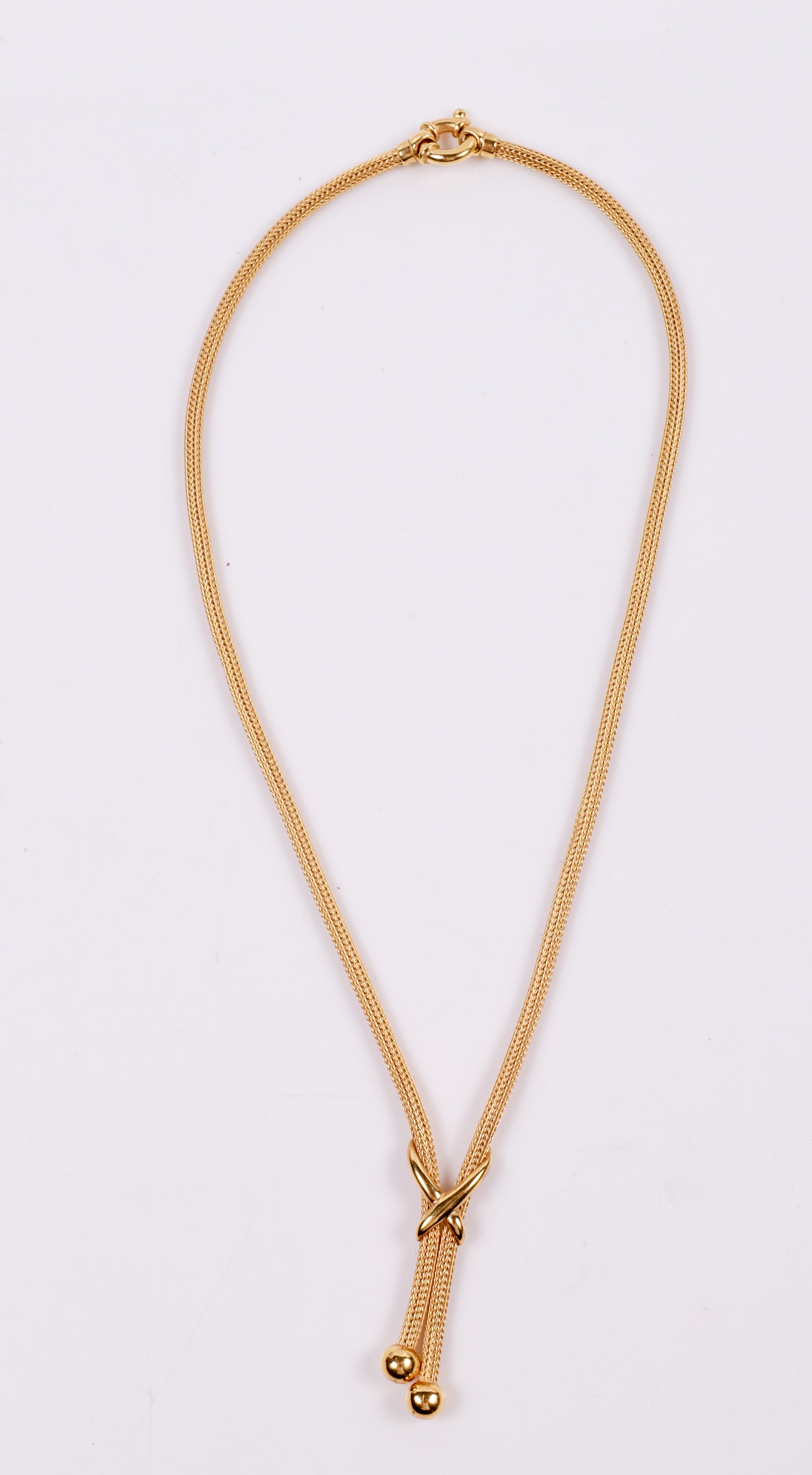 (1) 18K Yellow gold mesh necklace,