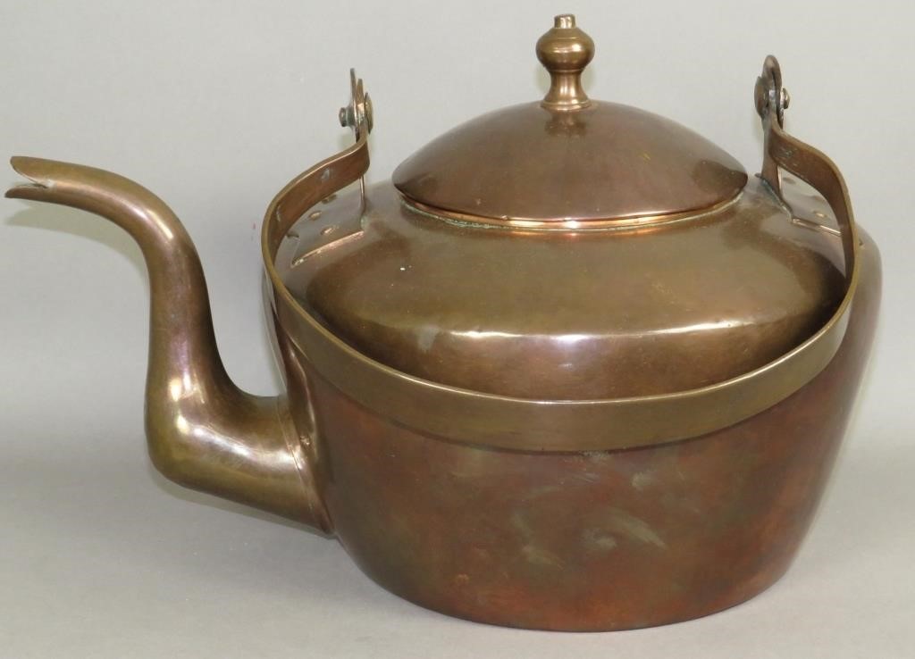 UNSIGNED COPPER GOOSENECK TEA KETTLEca  3b6020