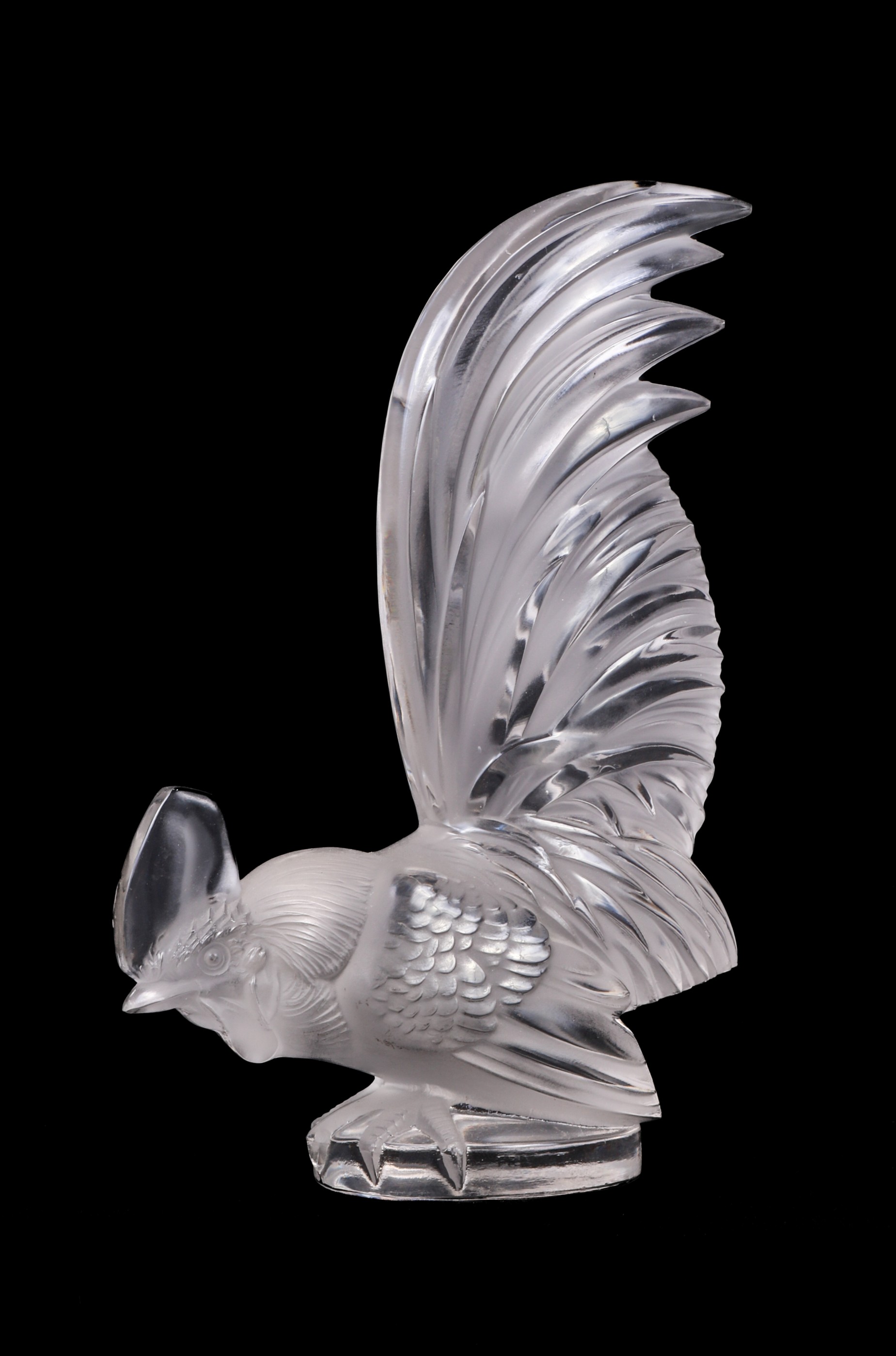 Lalique rooster paperweight, 8-1/4"H
