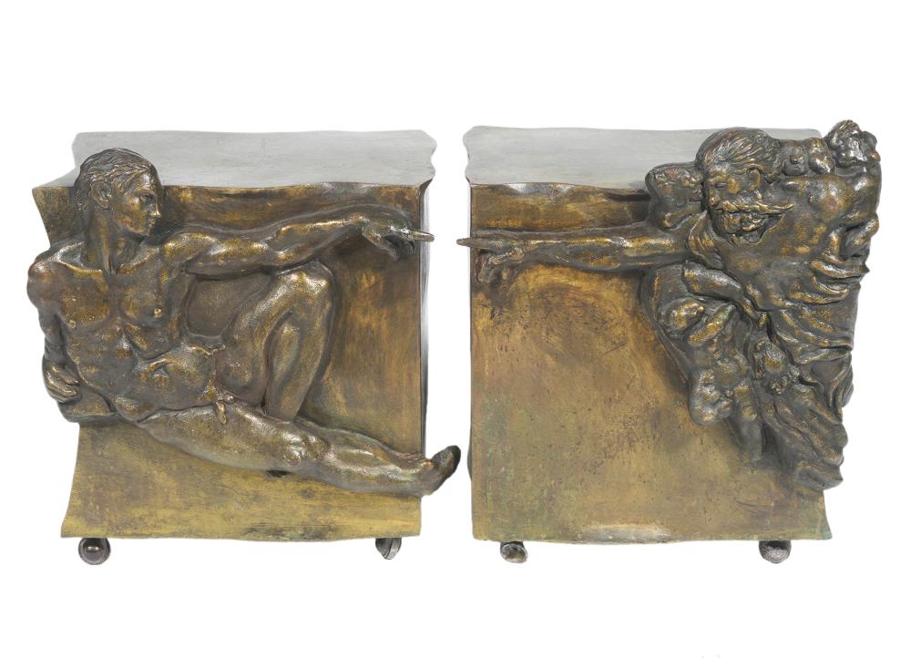 TWO LAVERNE FIGURAL CUBE SIDE TABLESTwo