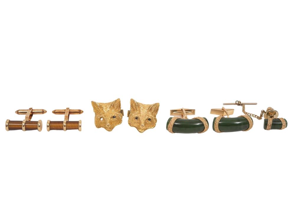 3 PR. CUFFLINKS FOX HEADS, TIGER