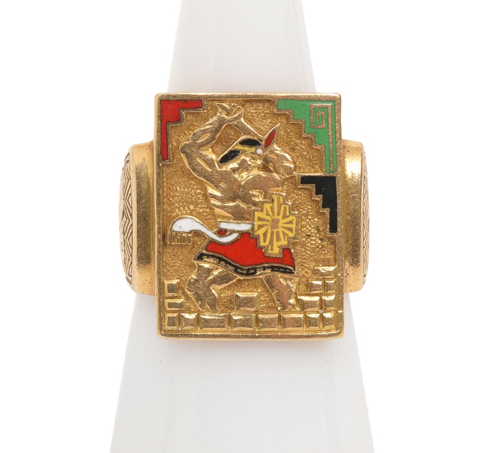 GENTLEMAN'S 18K YG ENAMEL AZTEC