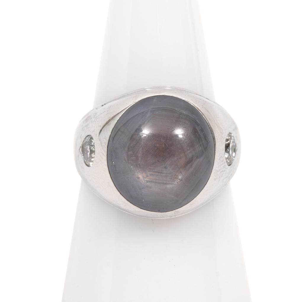 GENTLEMAN'S 14K WG STAR SAPPHIRE