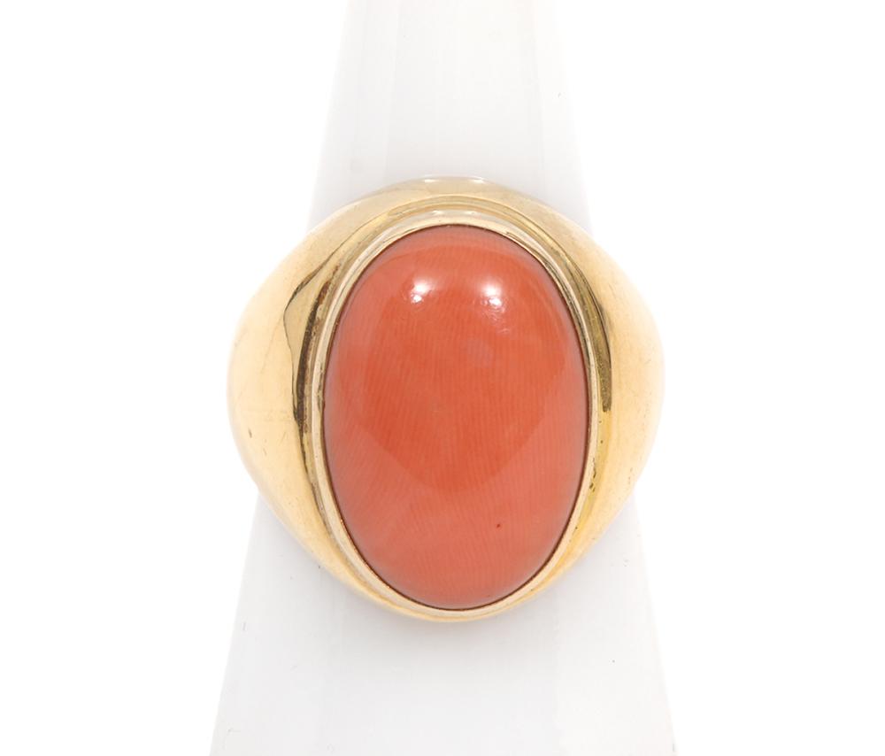 UNISEX 18K YG CORAL RING18K yellow 3b61c8