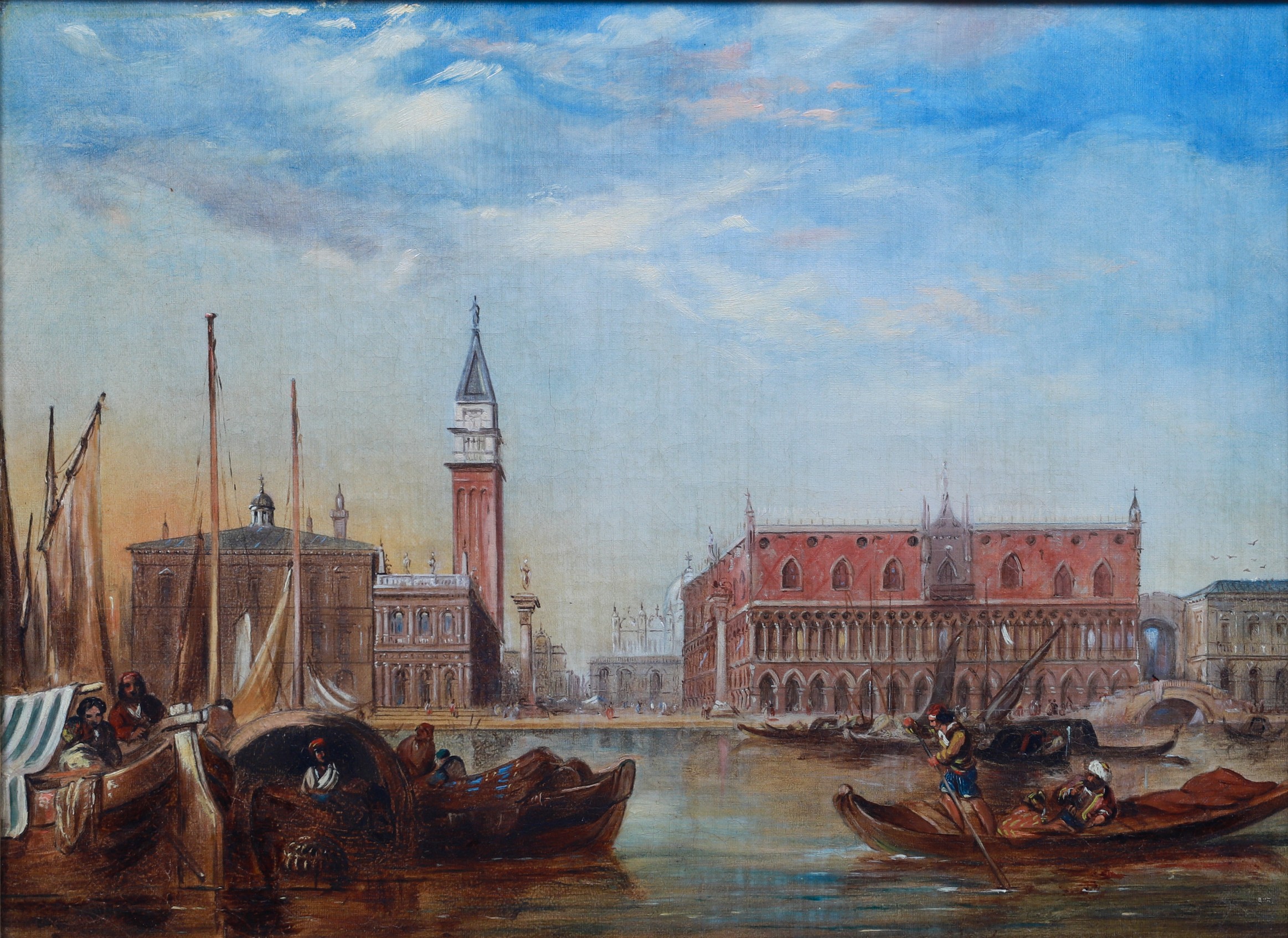 19th C painting of Venice harbor  3b61ca