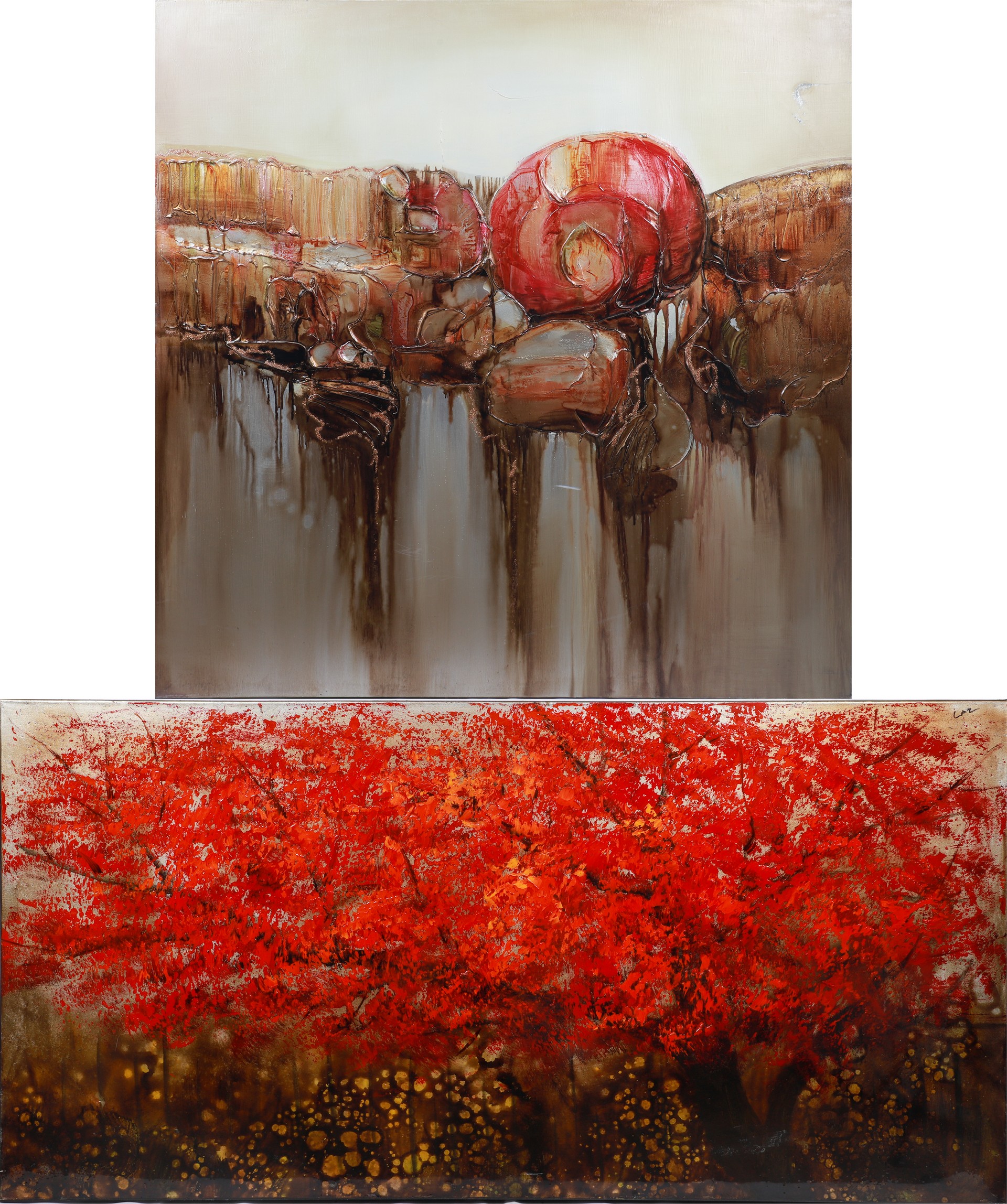 (2) Large format abstract paintings,