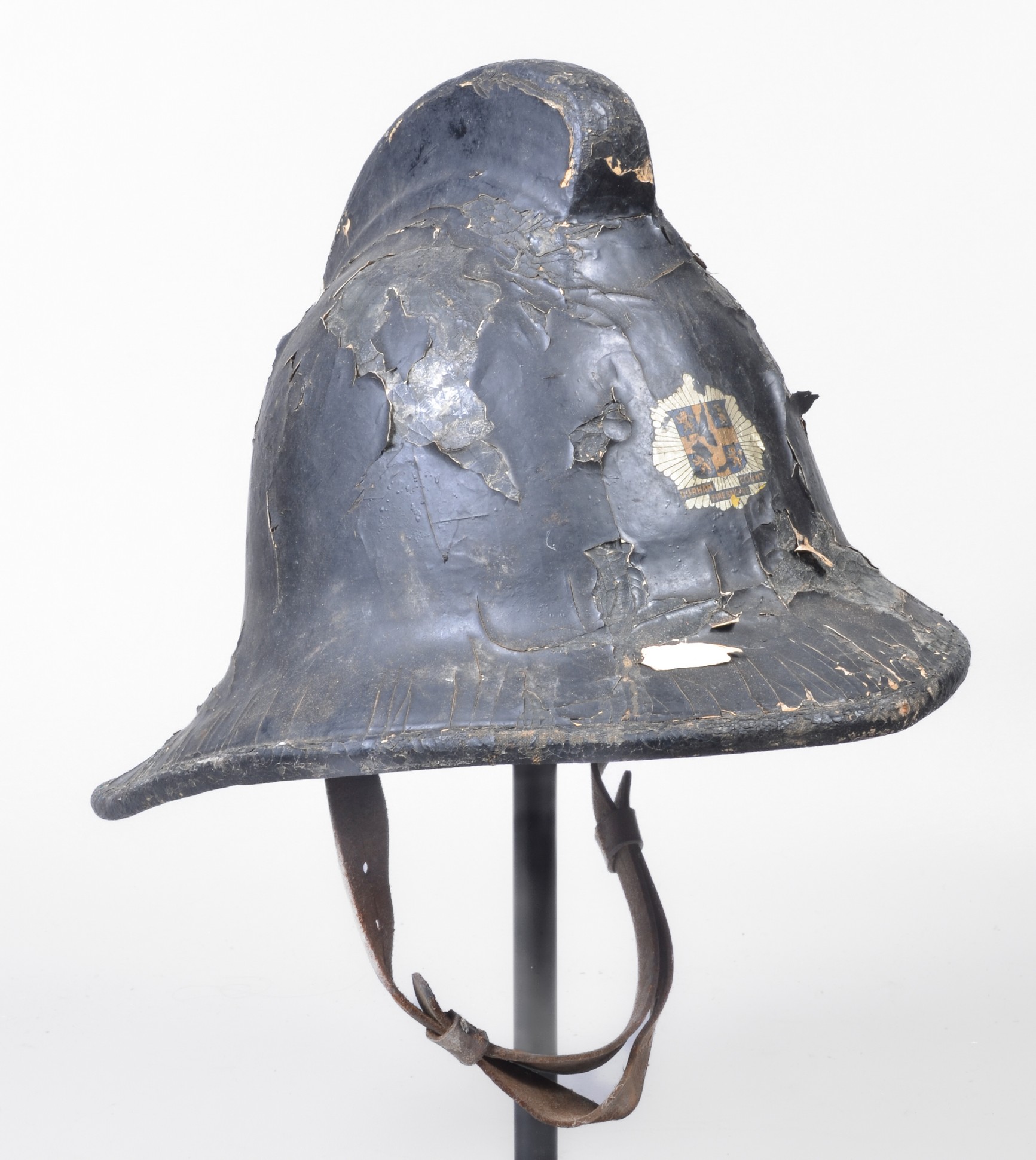 Antique leather fireman's helmet,