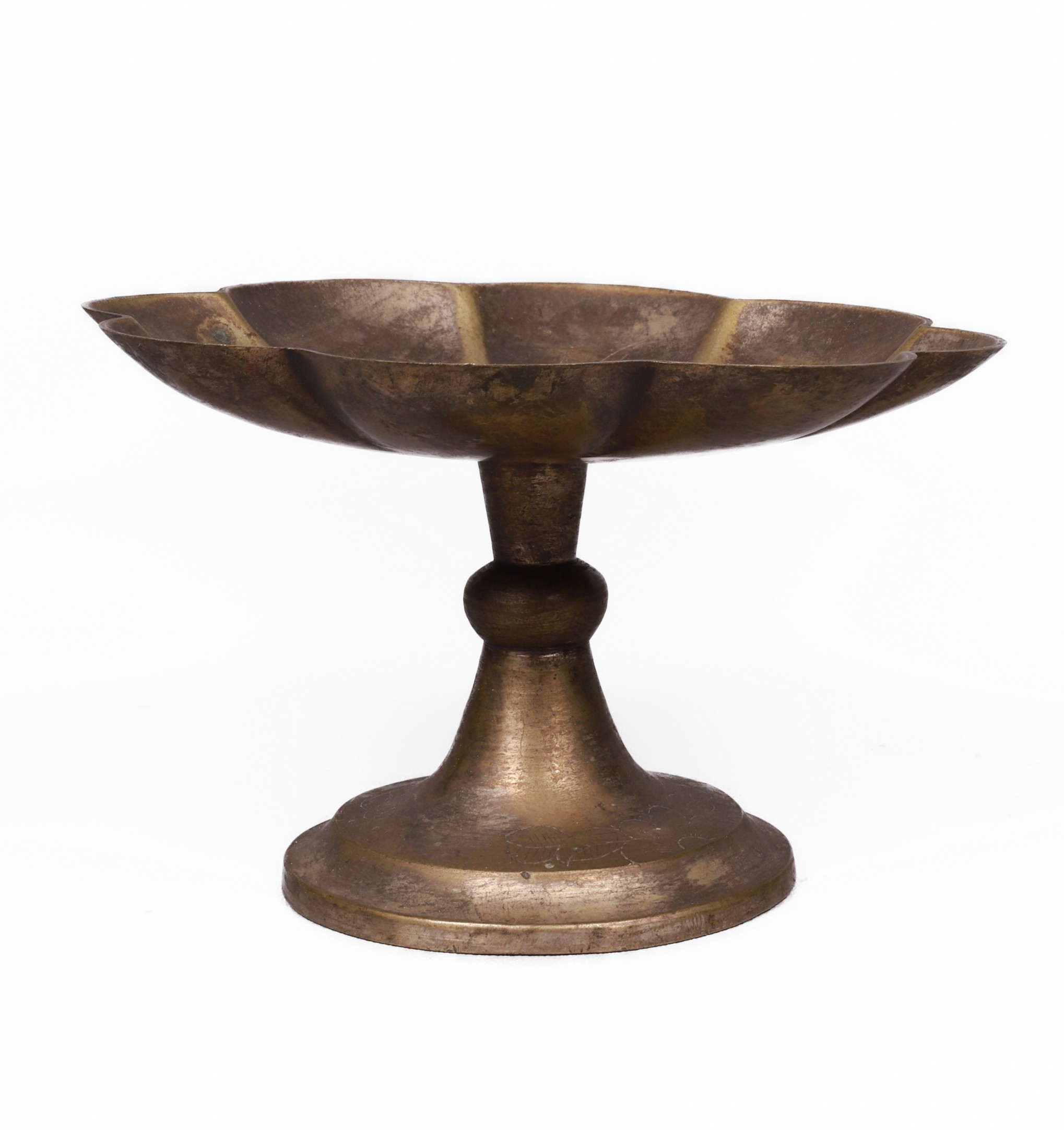 Chinese silvered metal footed compote