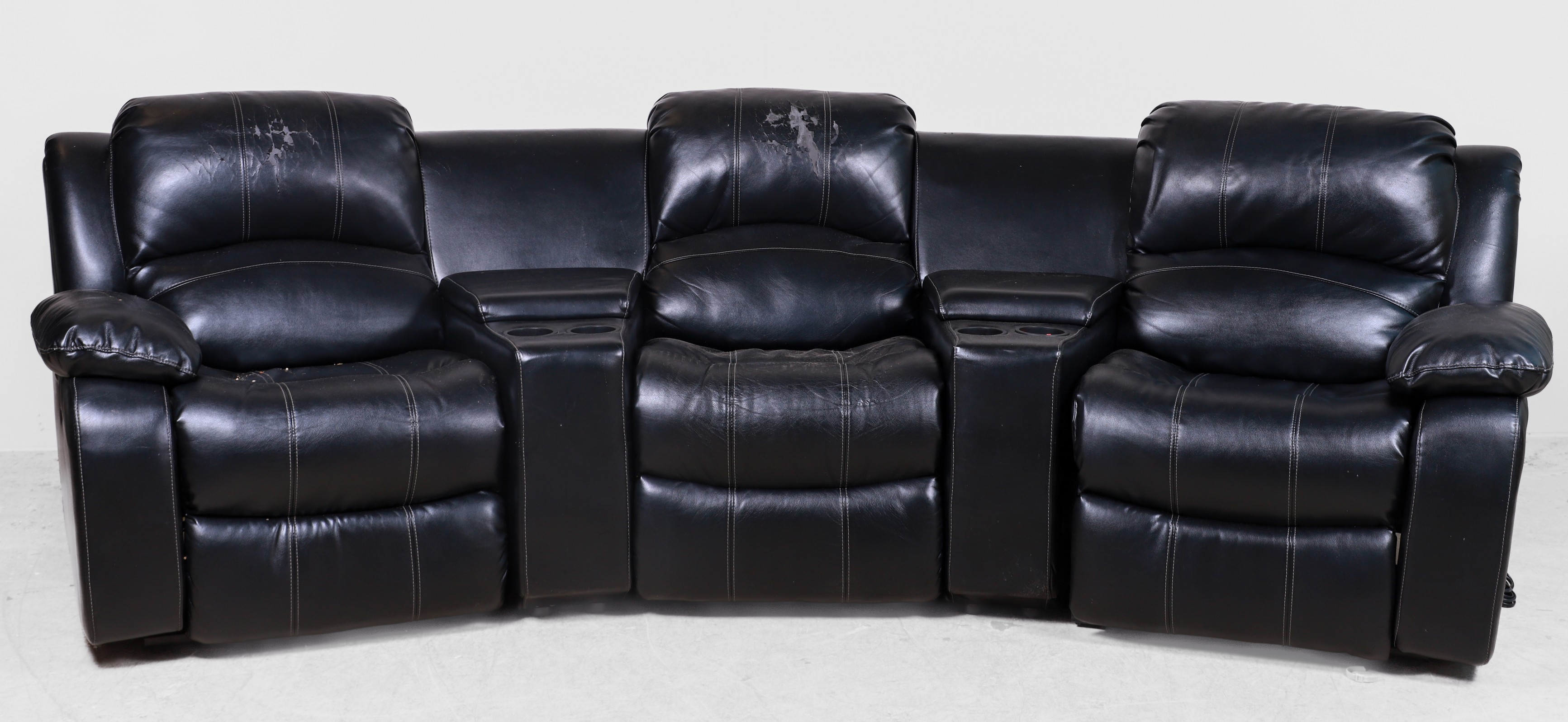  5 pc Sectional sofa black naugahyde  3b6266