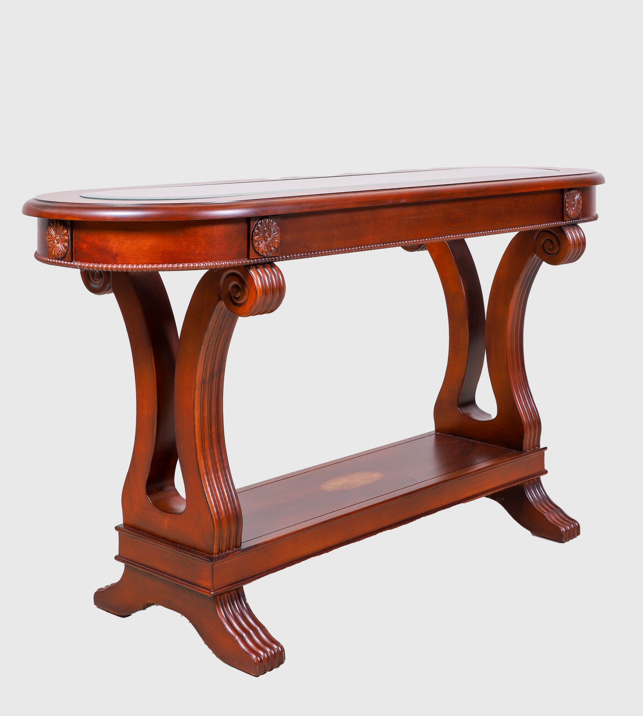 Contemporary inlaid mahogany and