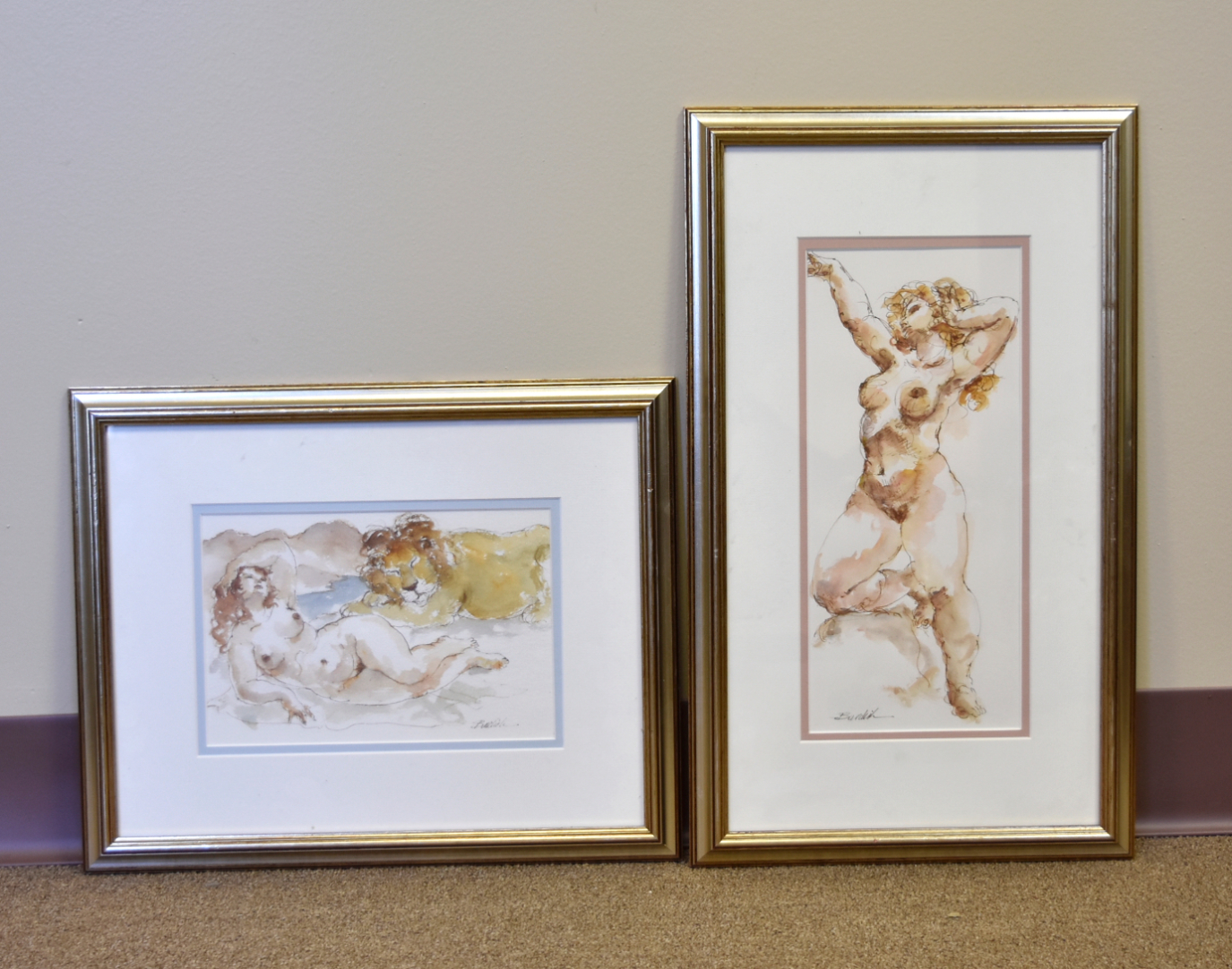 TWO WATERCOLOR PAINTINGS, FEMALE