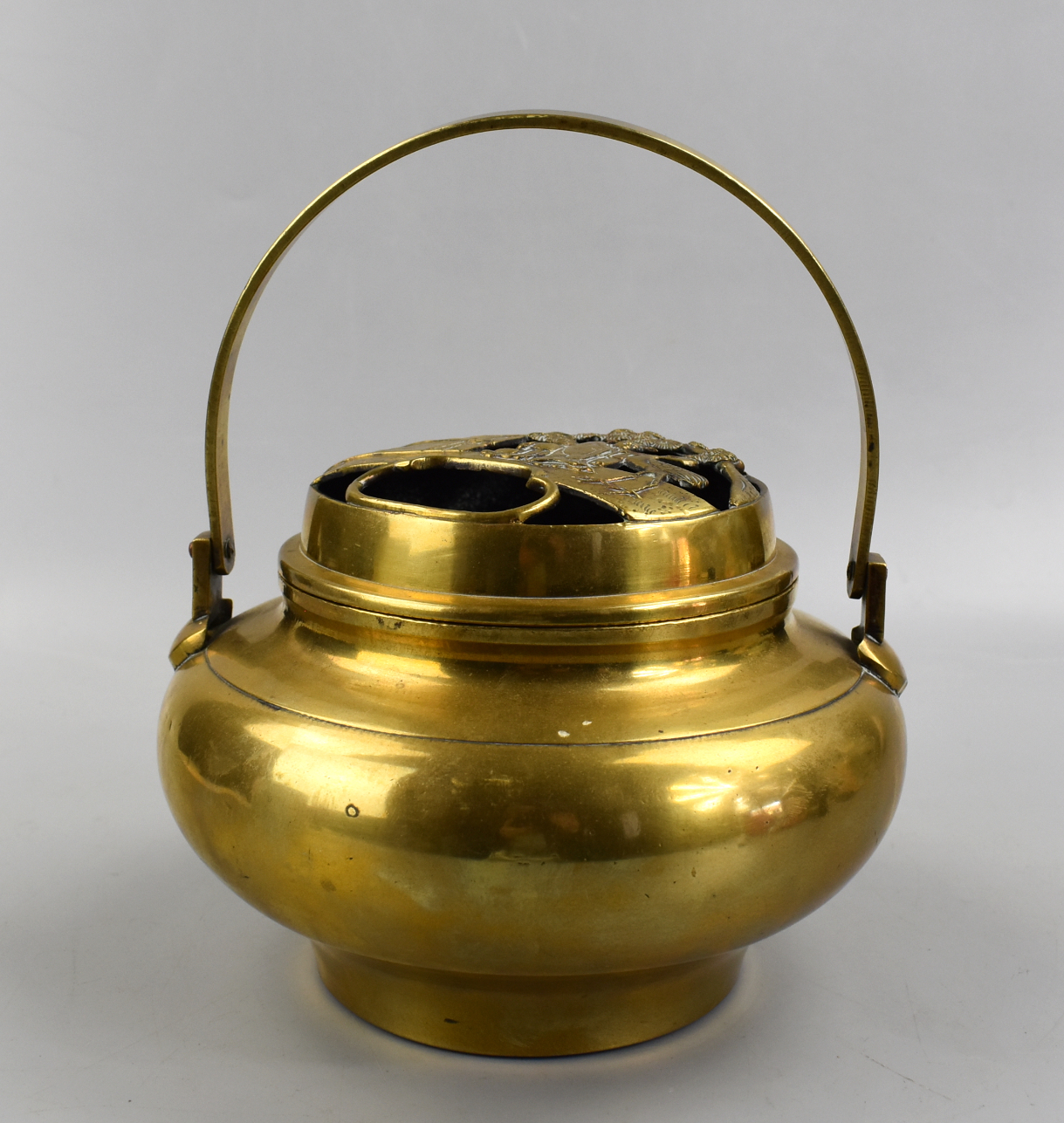 CHINESE GILT BRONZE HAND WARMER,