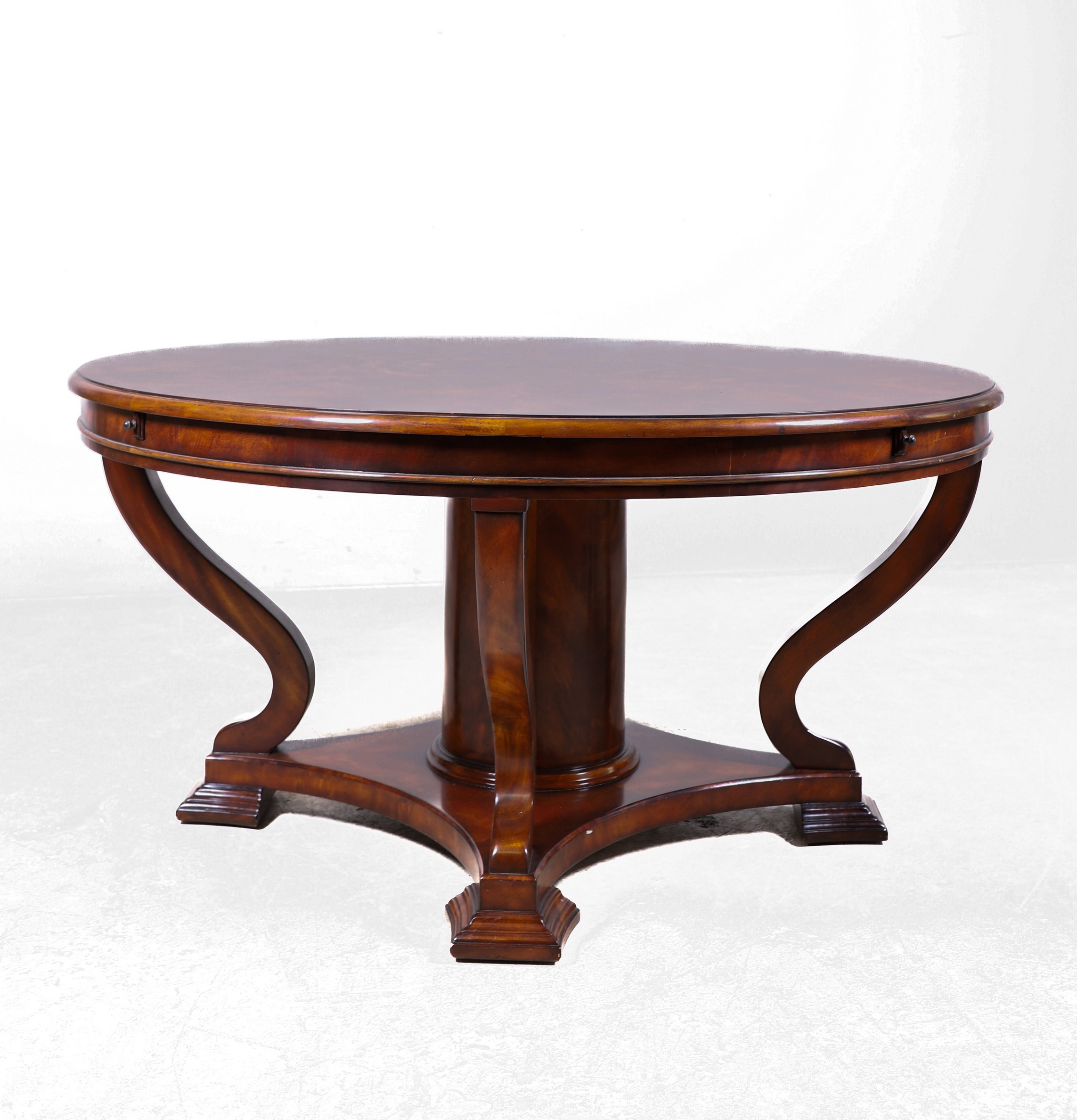 Contemporary mahogany round dining table,