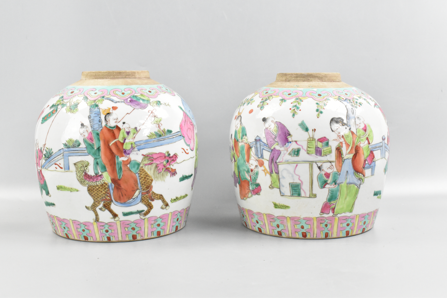 TWO CHINESE FAMILLE ROSE JARS W/