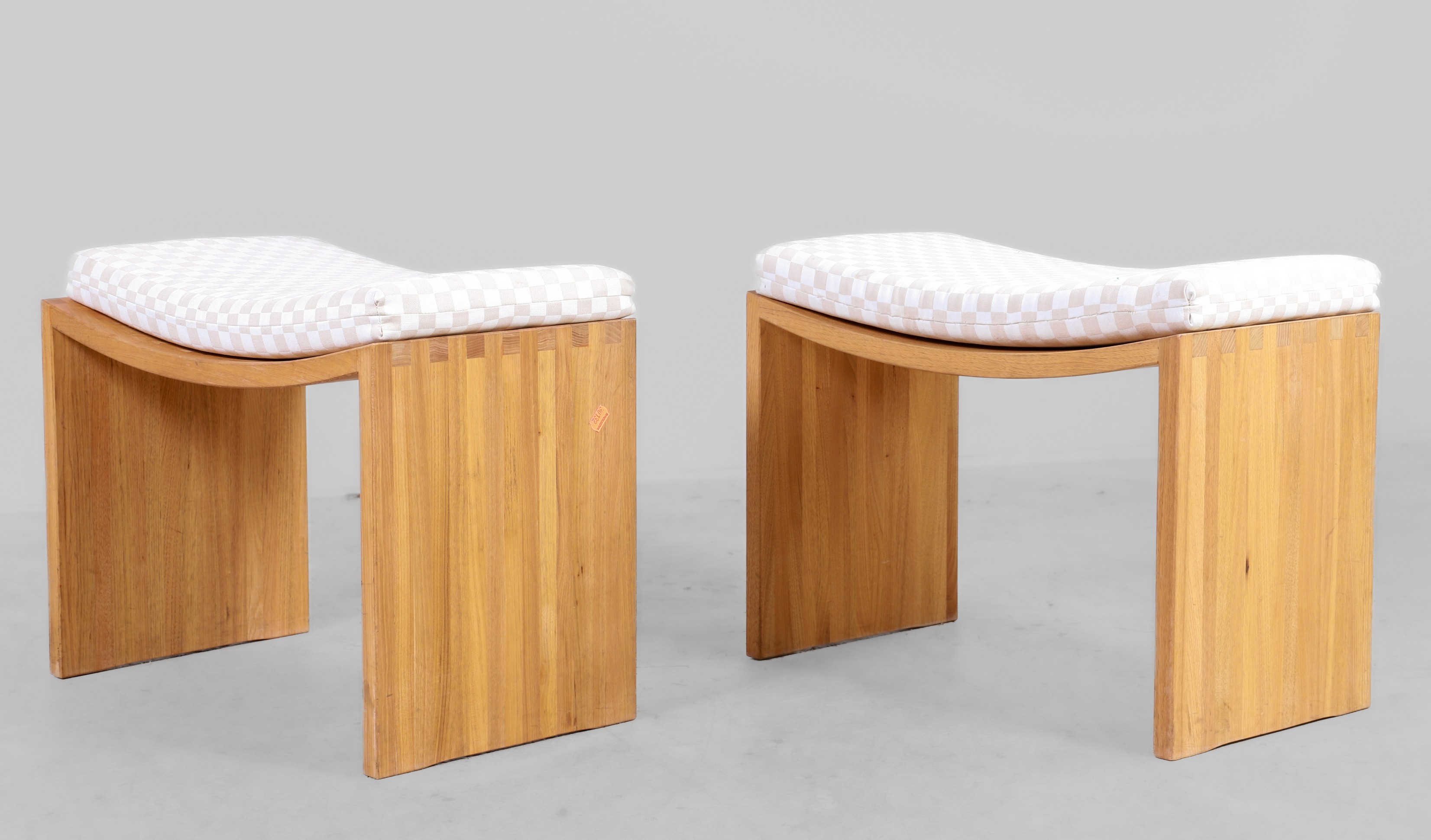 Pair Contemporary teak stools  3b62e8