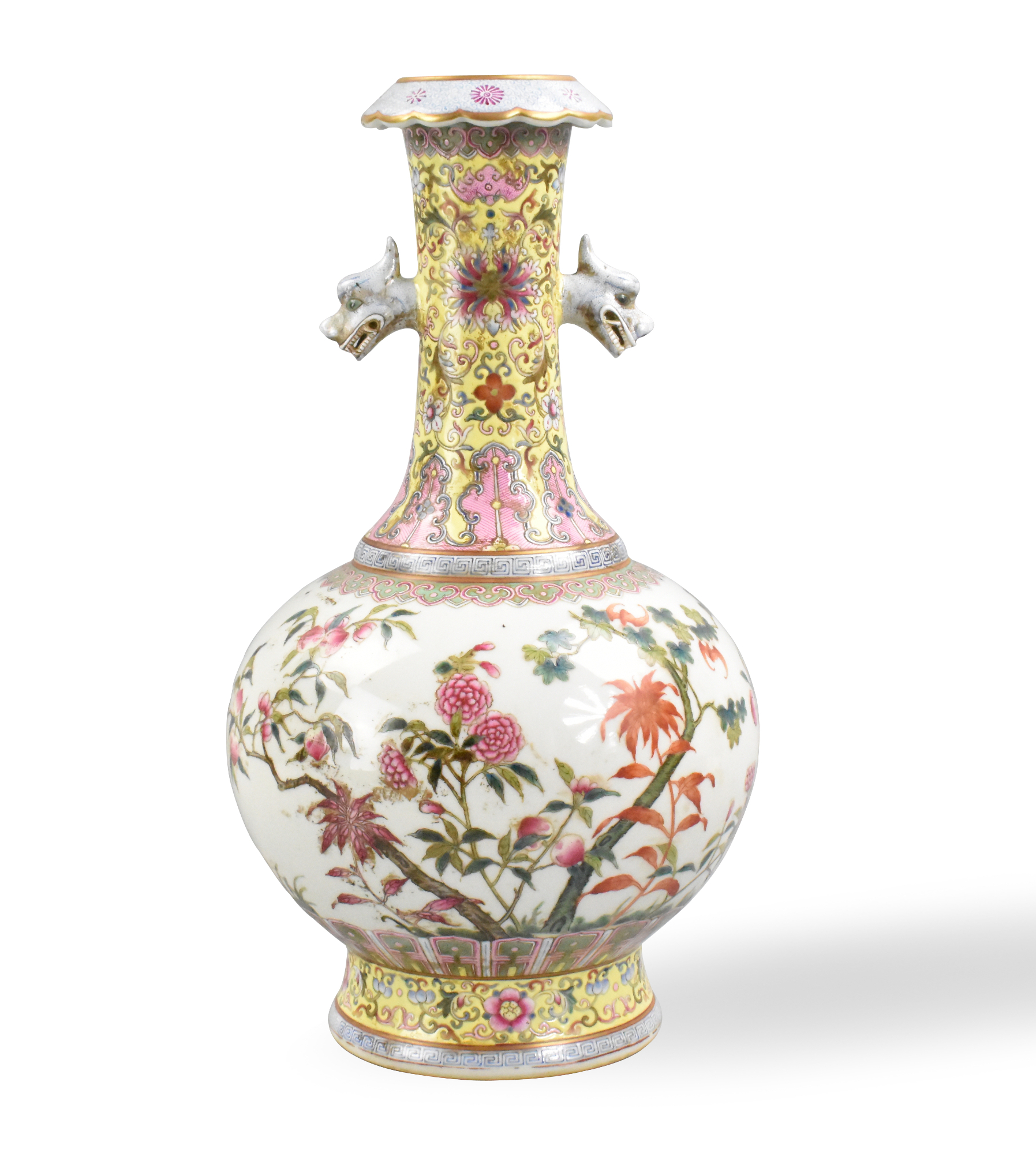 CHINESE FAMILLE ROSE VASE W/ DRAGON