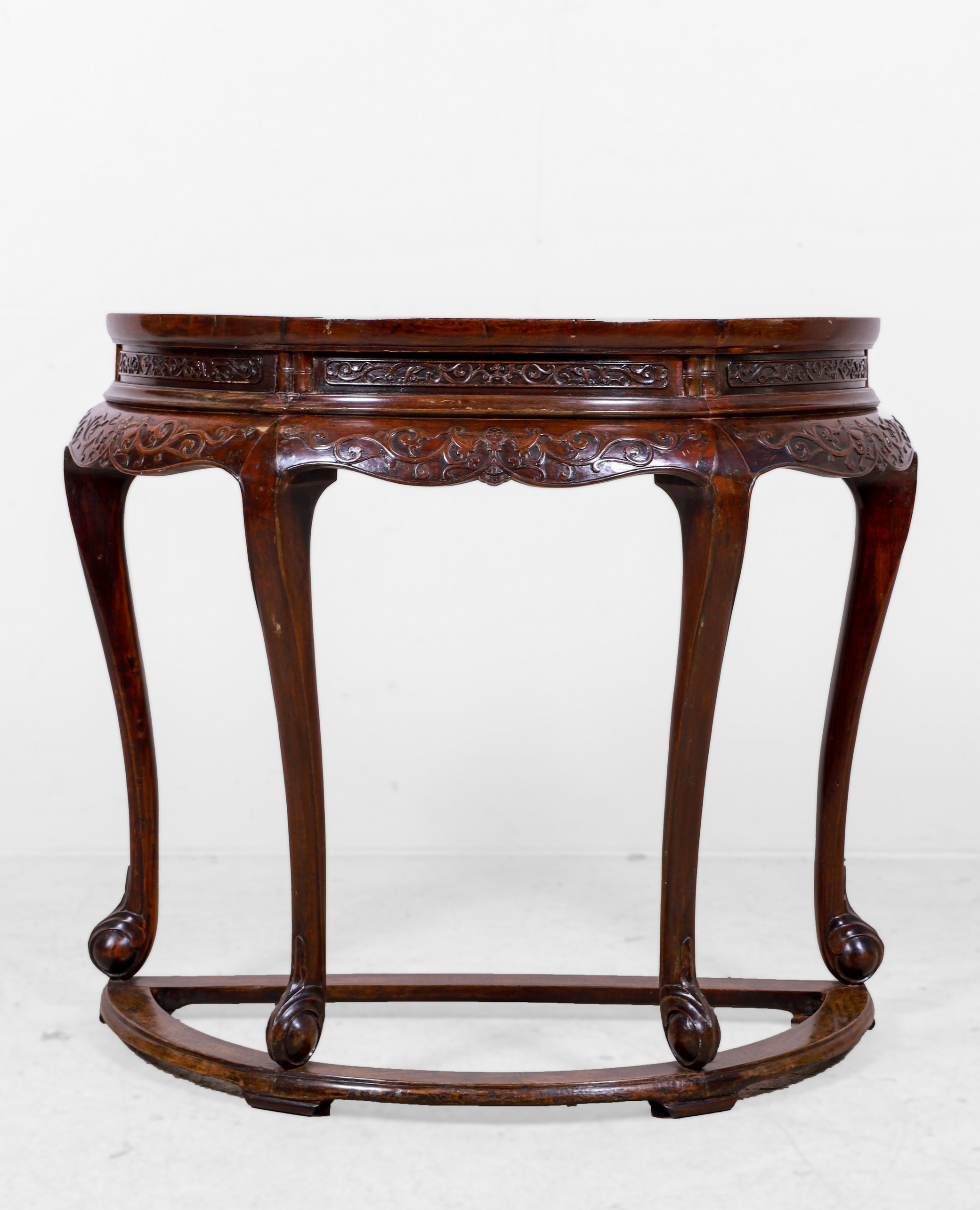 Asian style demilune console table,