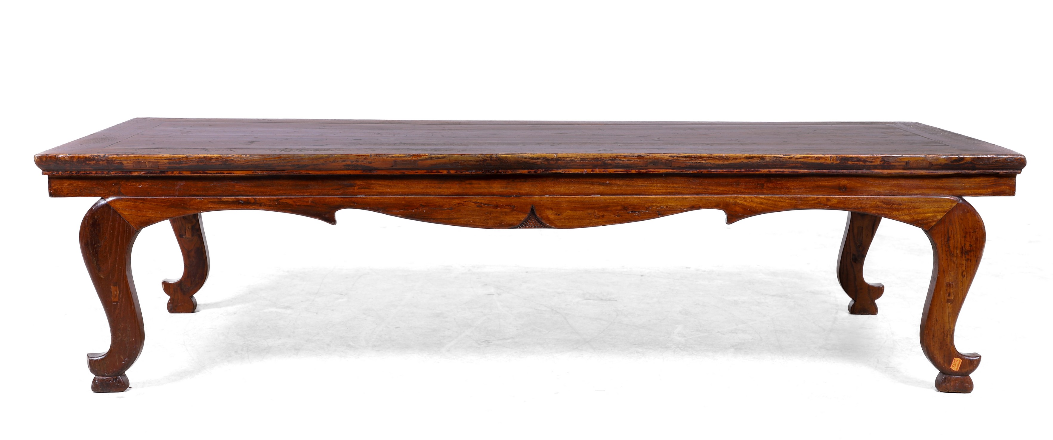 Asian style walnut carved low table,