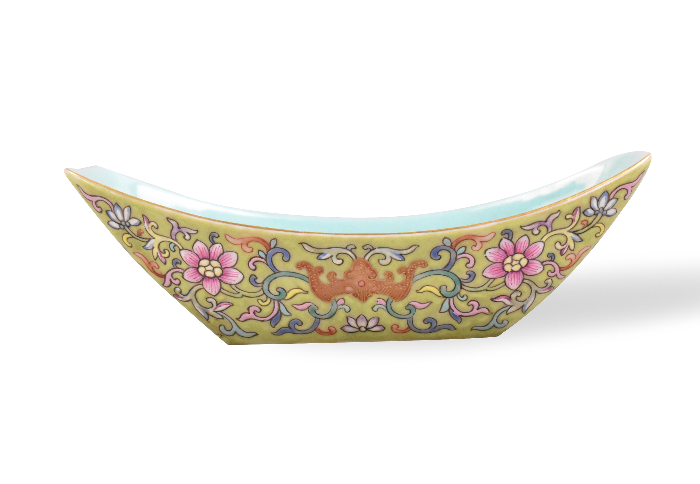 CHINESE FAMILLE ROSE BOAT SHAPED 3b6314