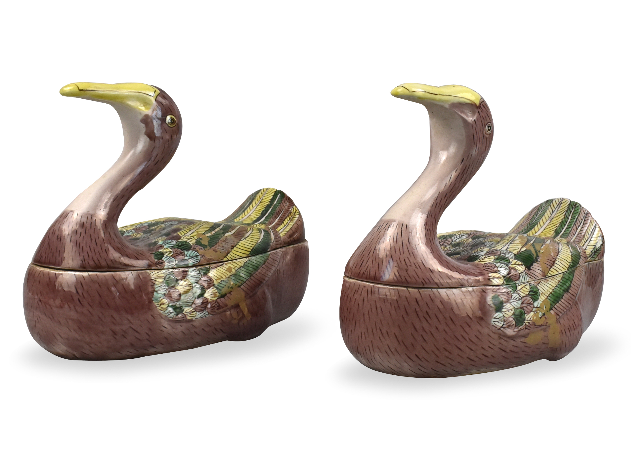 PAIR OF CHINESE SANCAI GLAZED DUCK