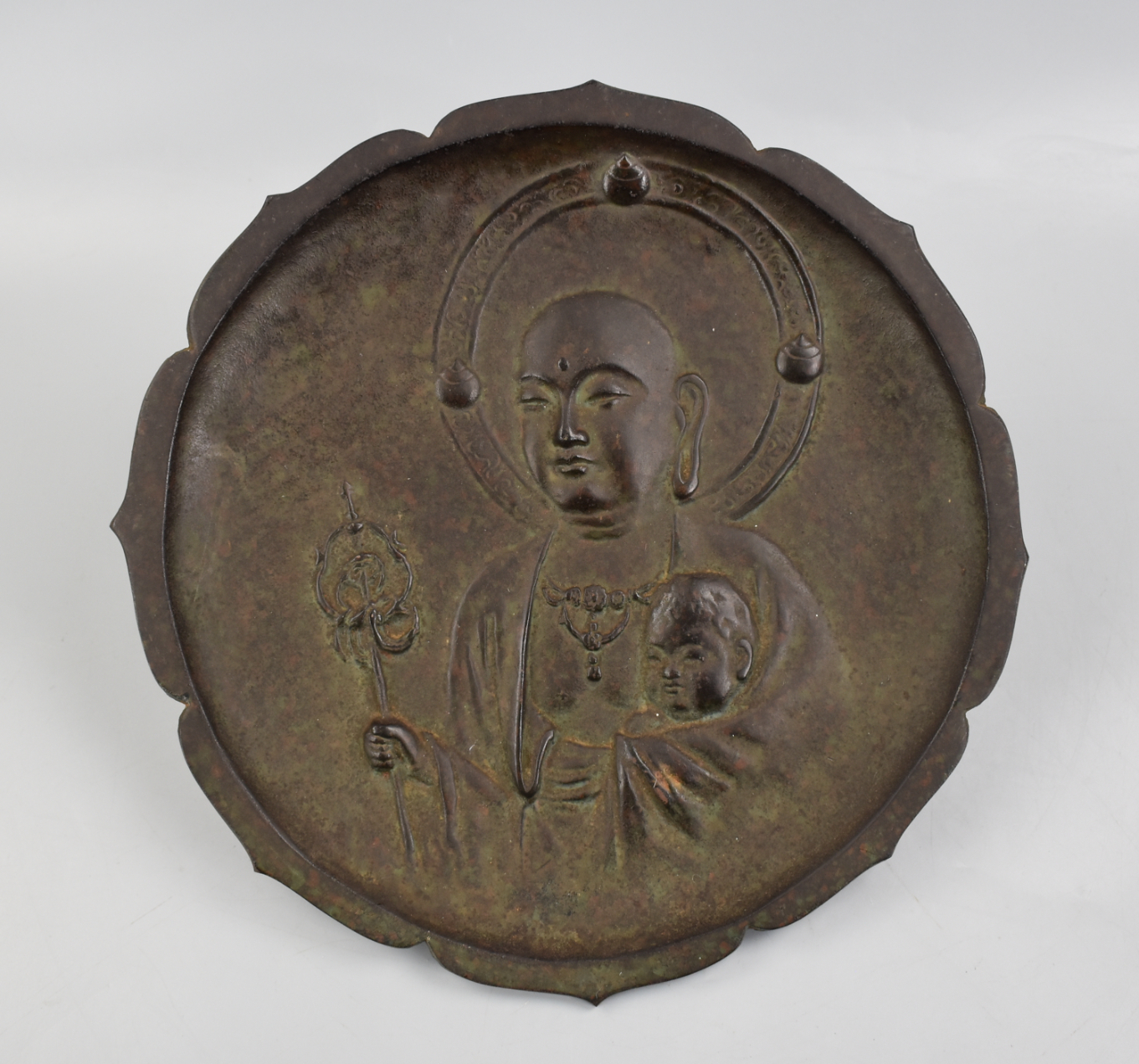 JAPANESE BRONZE PLAQUE INCISED 3b633a