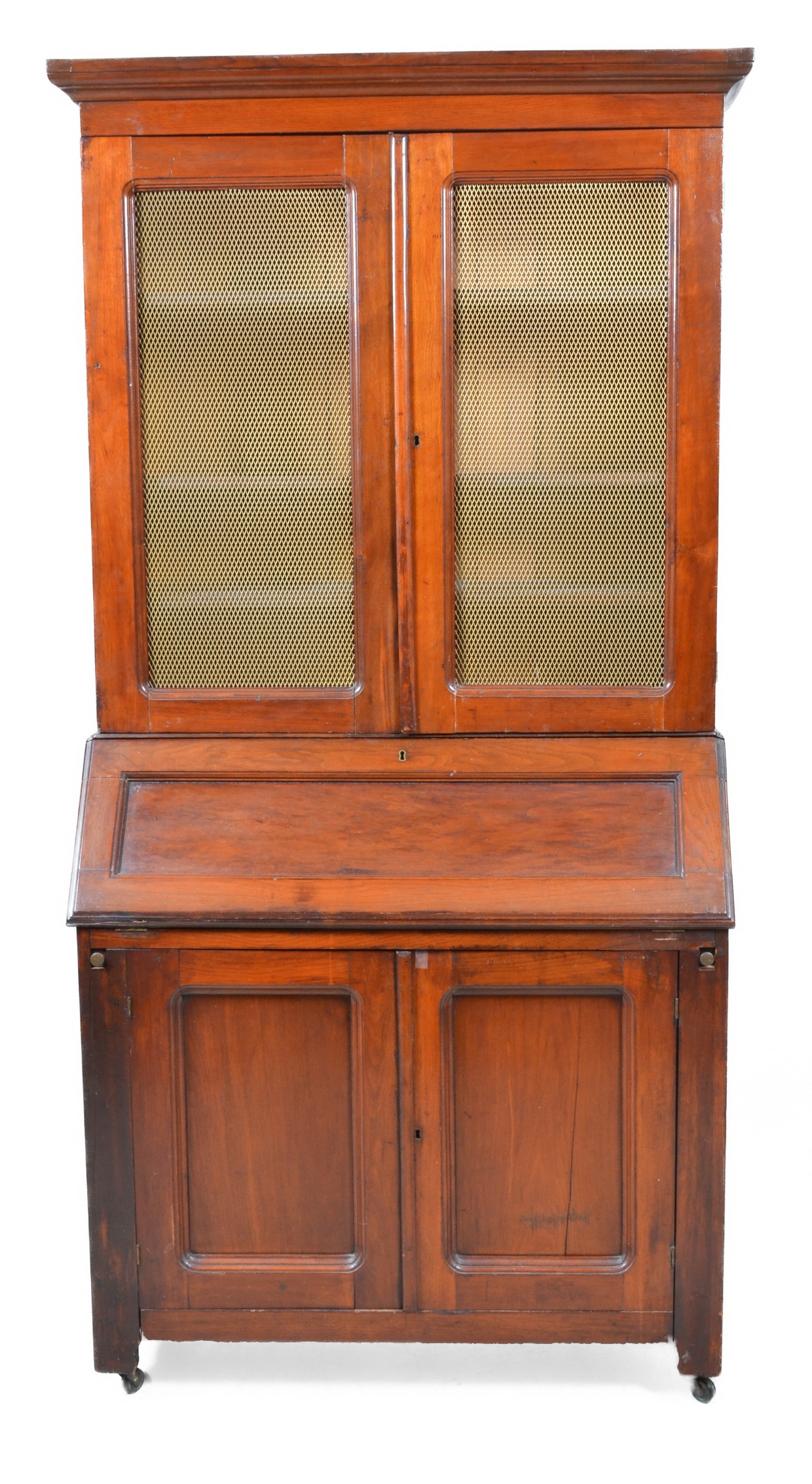 2-pc Early Victorian walnut slant front