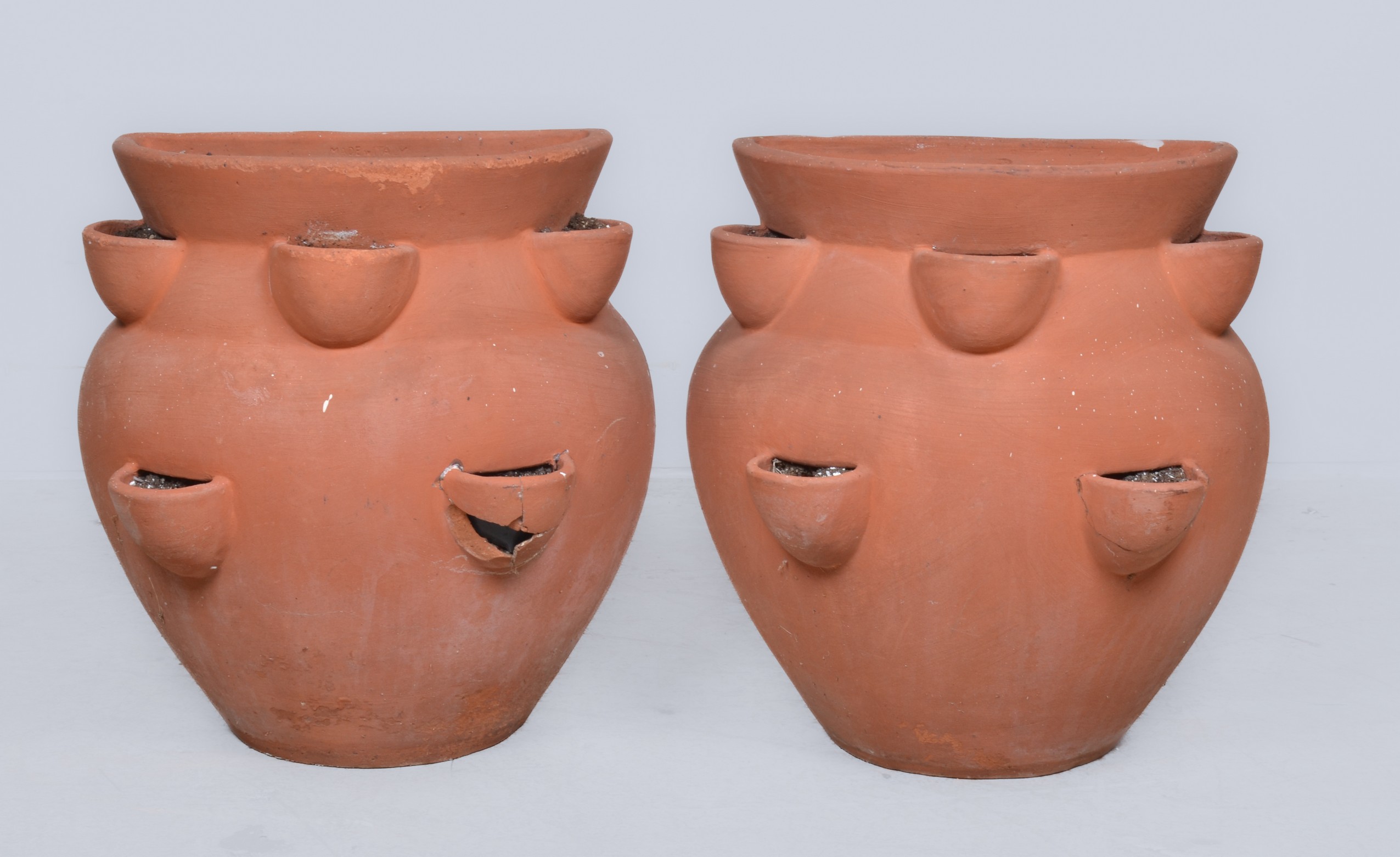 (2) Italian terracotta planters,