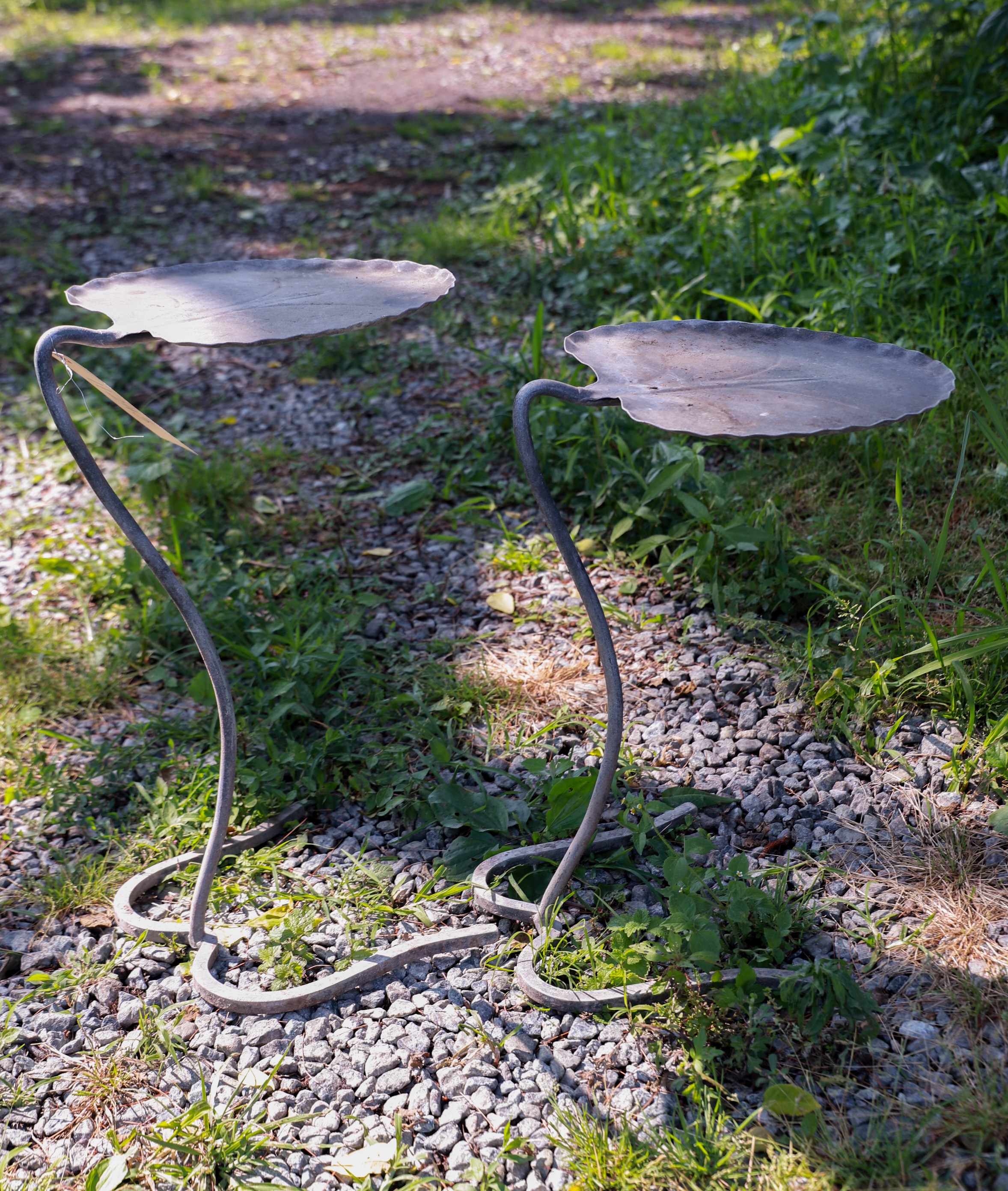  2 Salterini metal leaf side tables  3b63ab