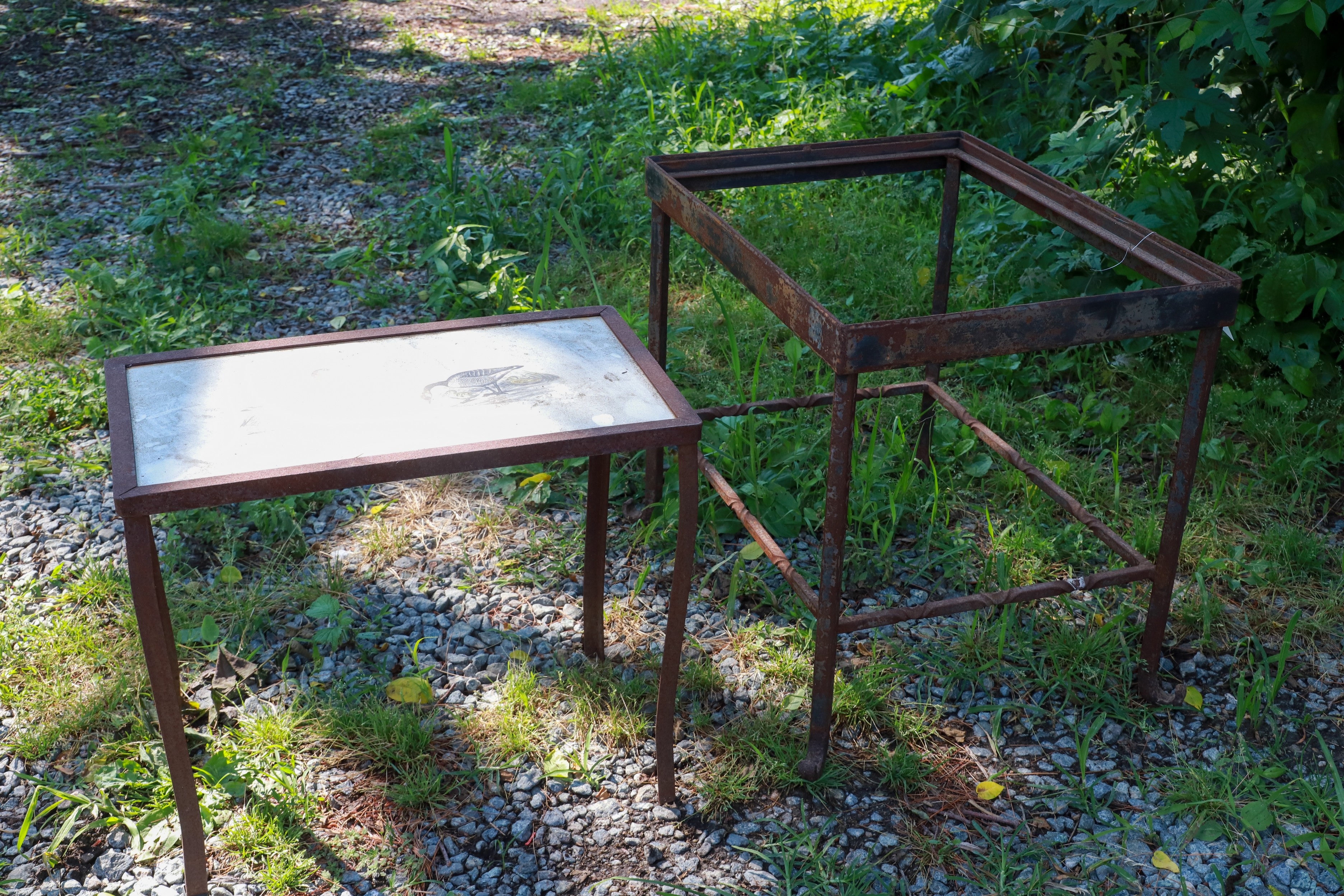  2 Iron side tables one with 3b63b0