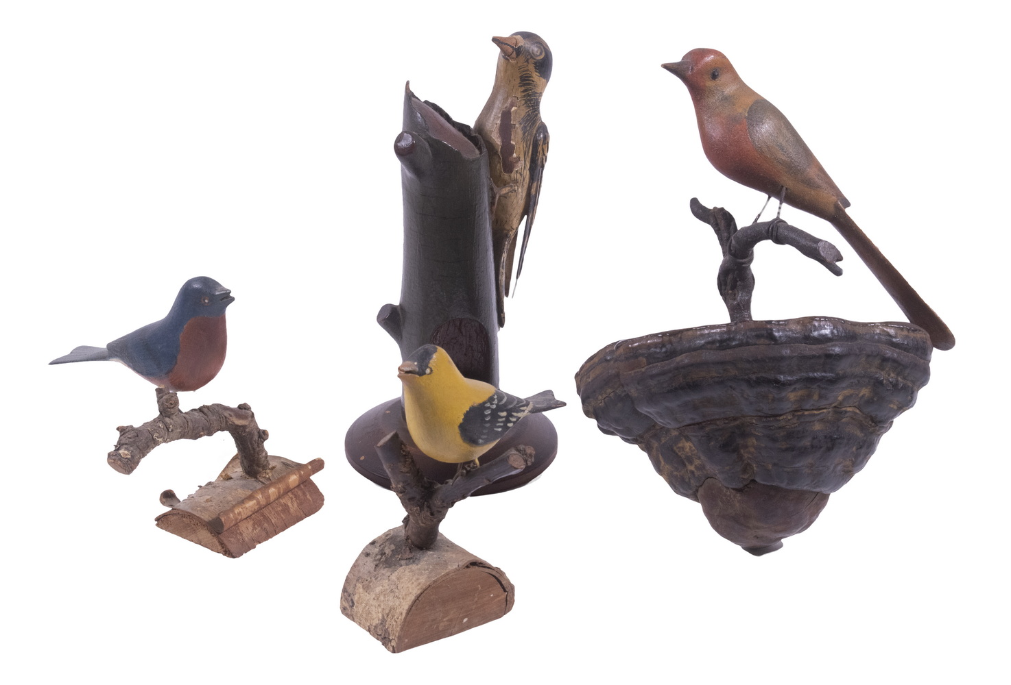 CARVED BIRD COLLECTION Lot of (4)