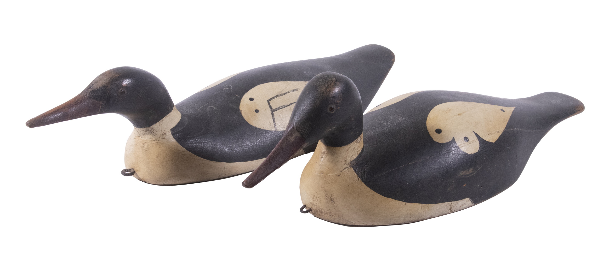 PR CARVED MERGANSER DECOYS Pair 3b6412