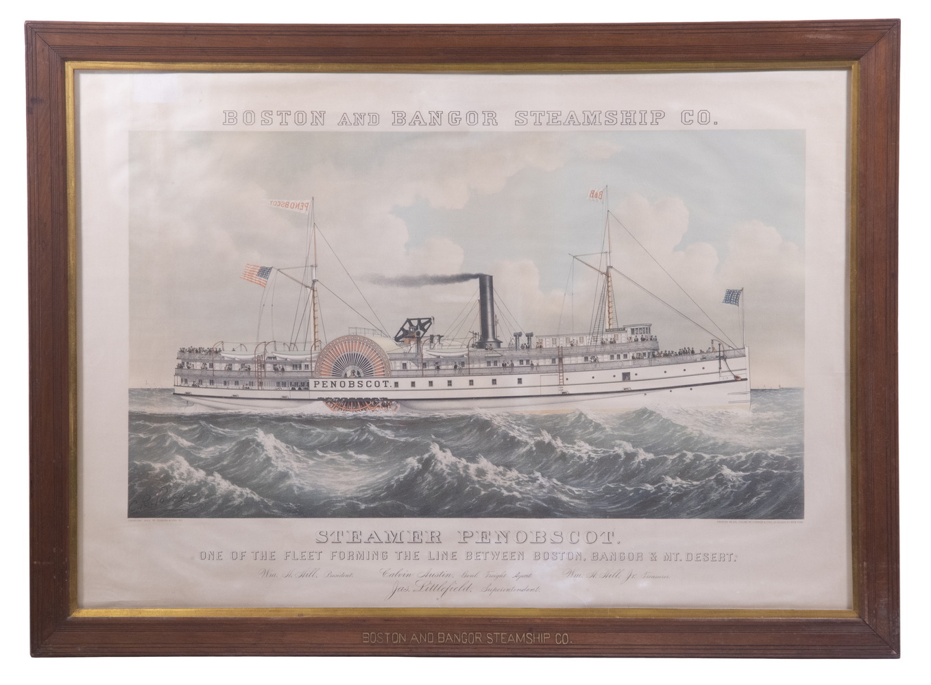 1883 CURRIER IVES PRINT OF STEAMER 3b6482