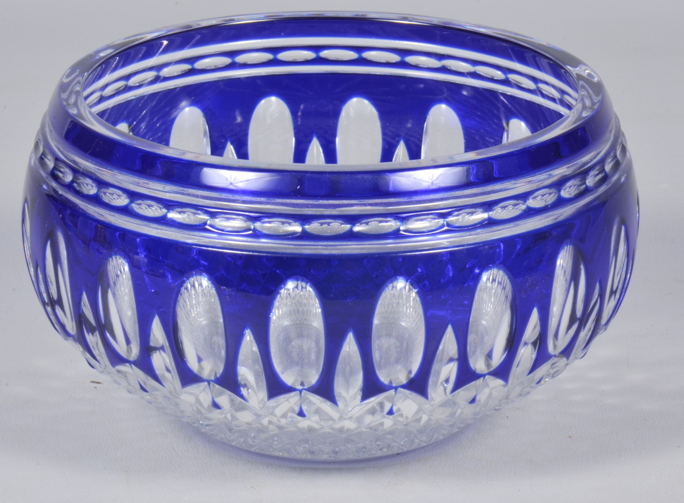 Waterford cobalt cut to clear bowl,